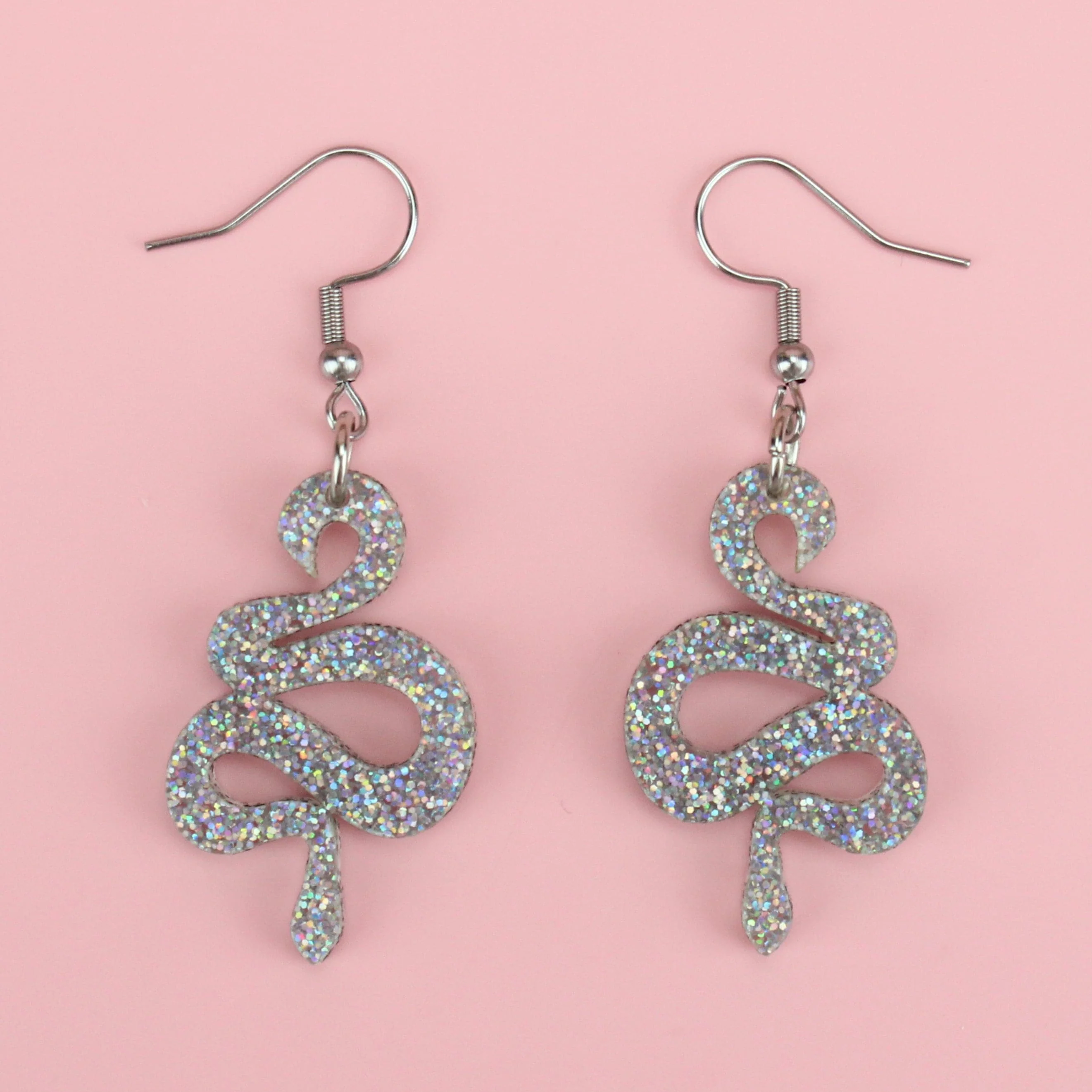 Holographic Glitter Snake Earrings - Image 2