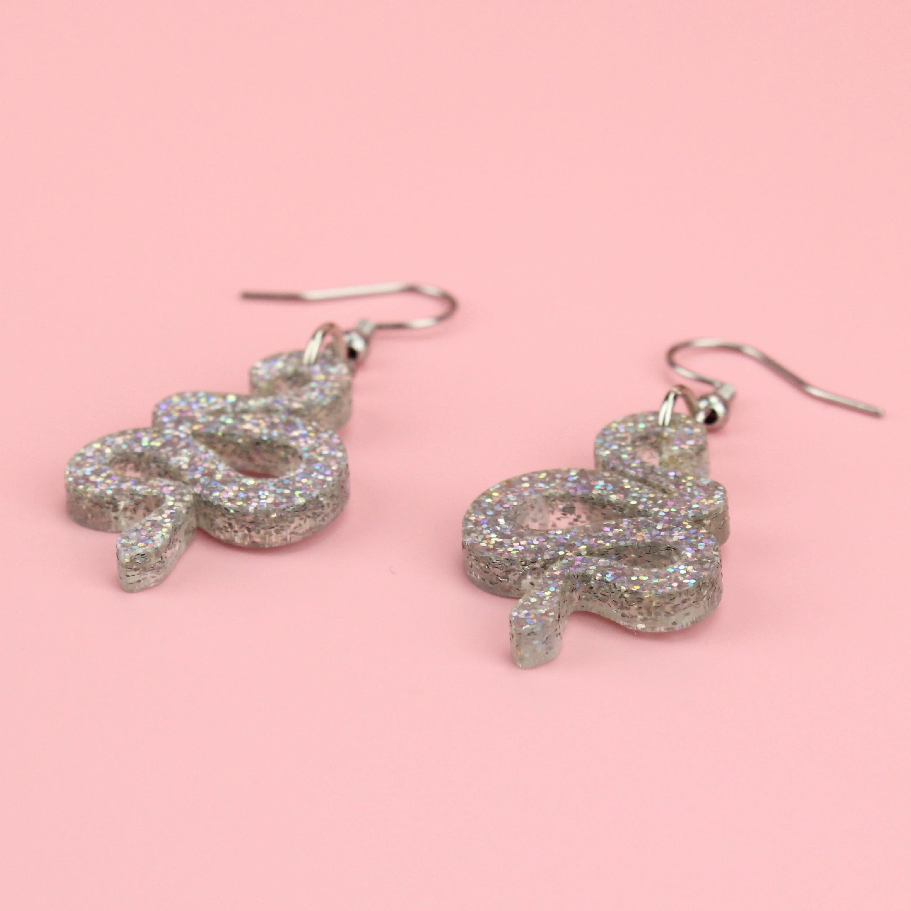Holographic Glitter Snake Earrings - Image 3