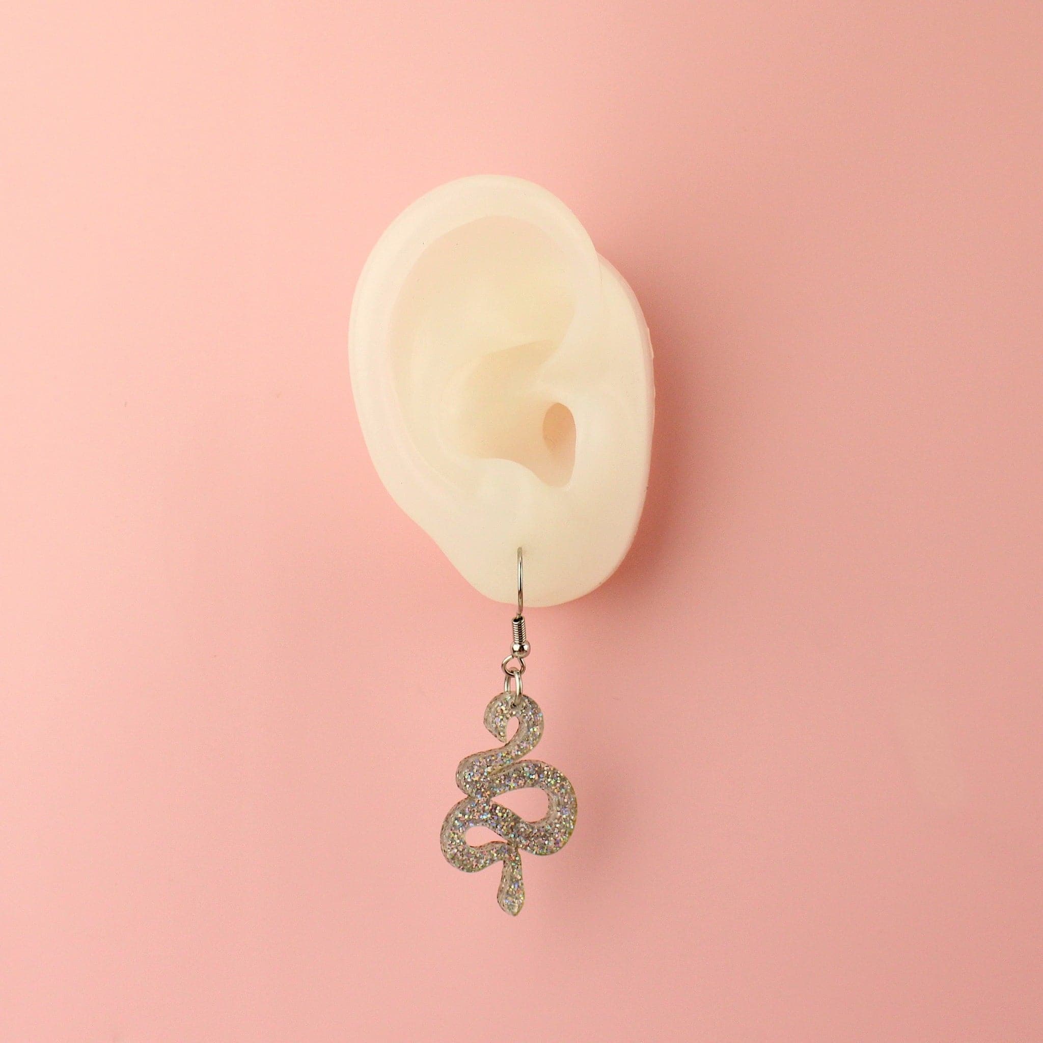 Holographic Glitter Snake Earrings - Image 4