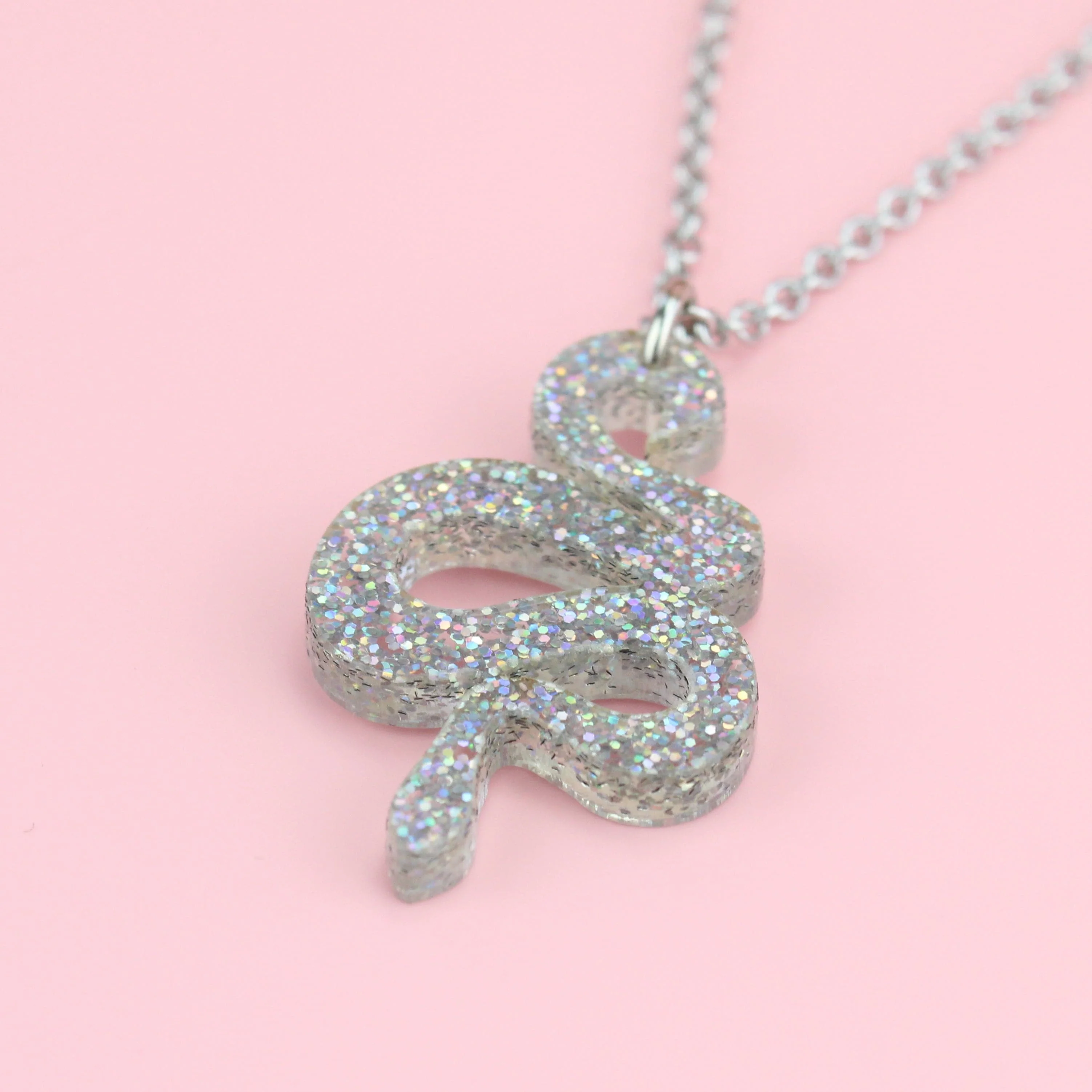 Holographic Glitter Snake Necklace - Image 3