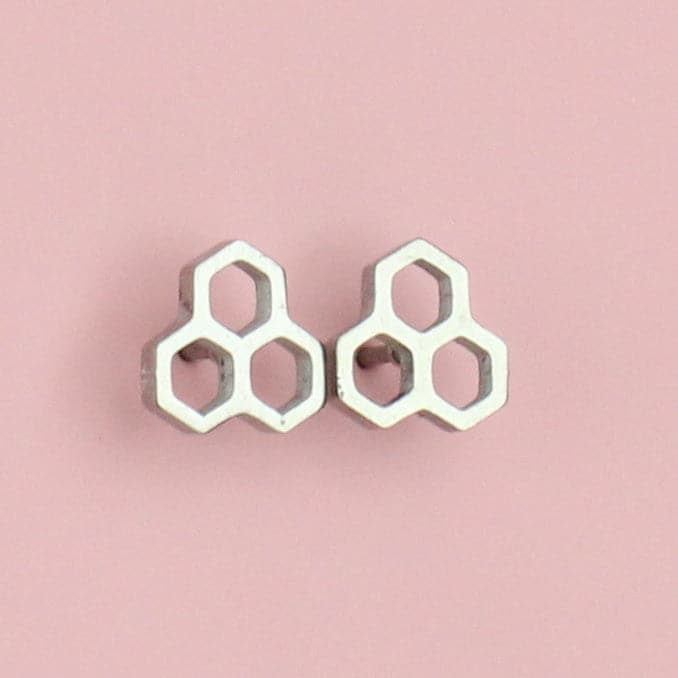 Honeycomb Stud Earrings - Image 2