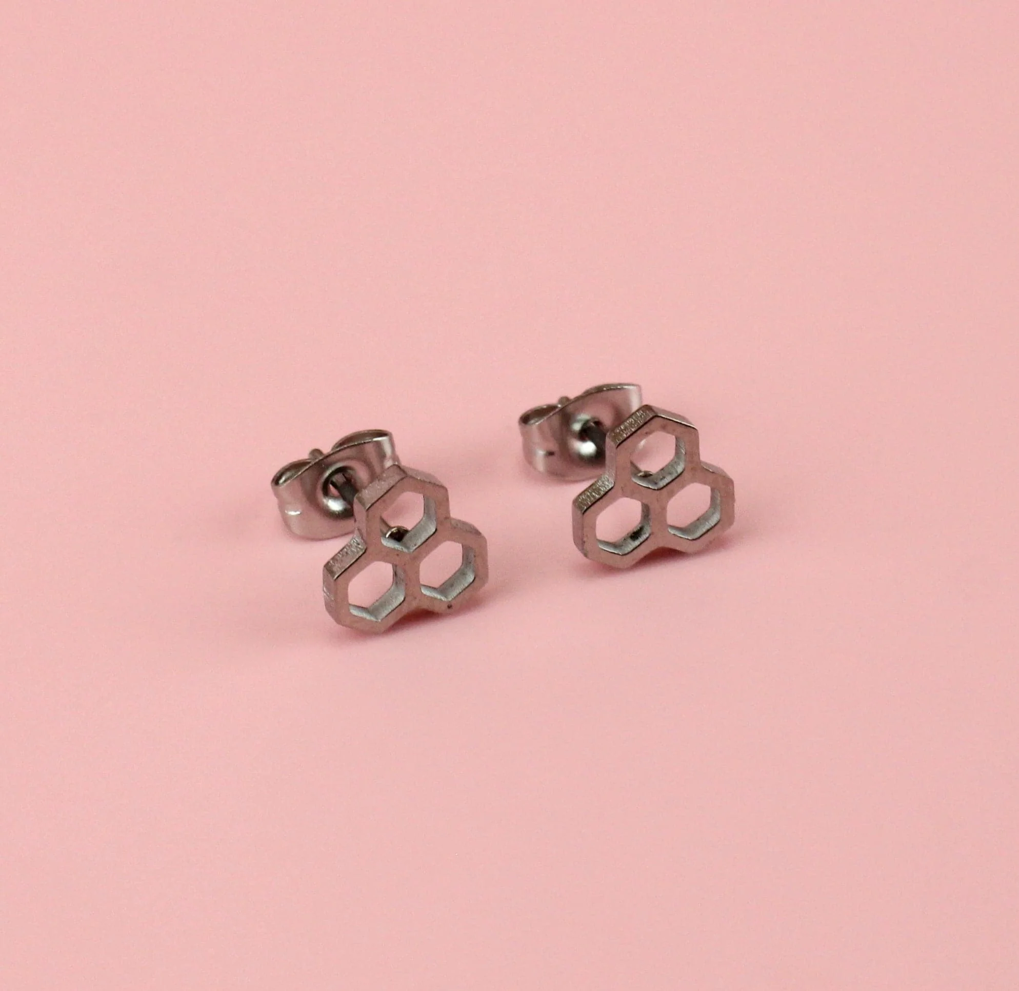 Honeycomb Stud Earrings - Image 3