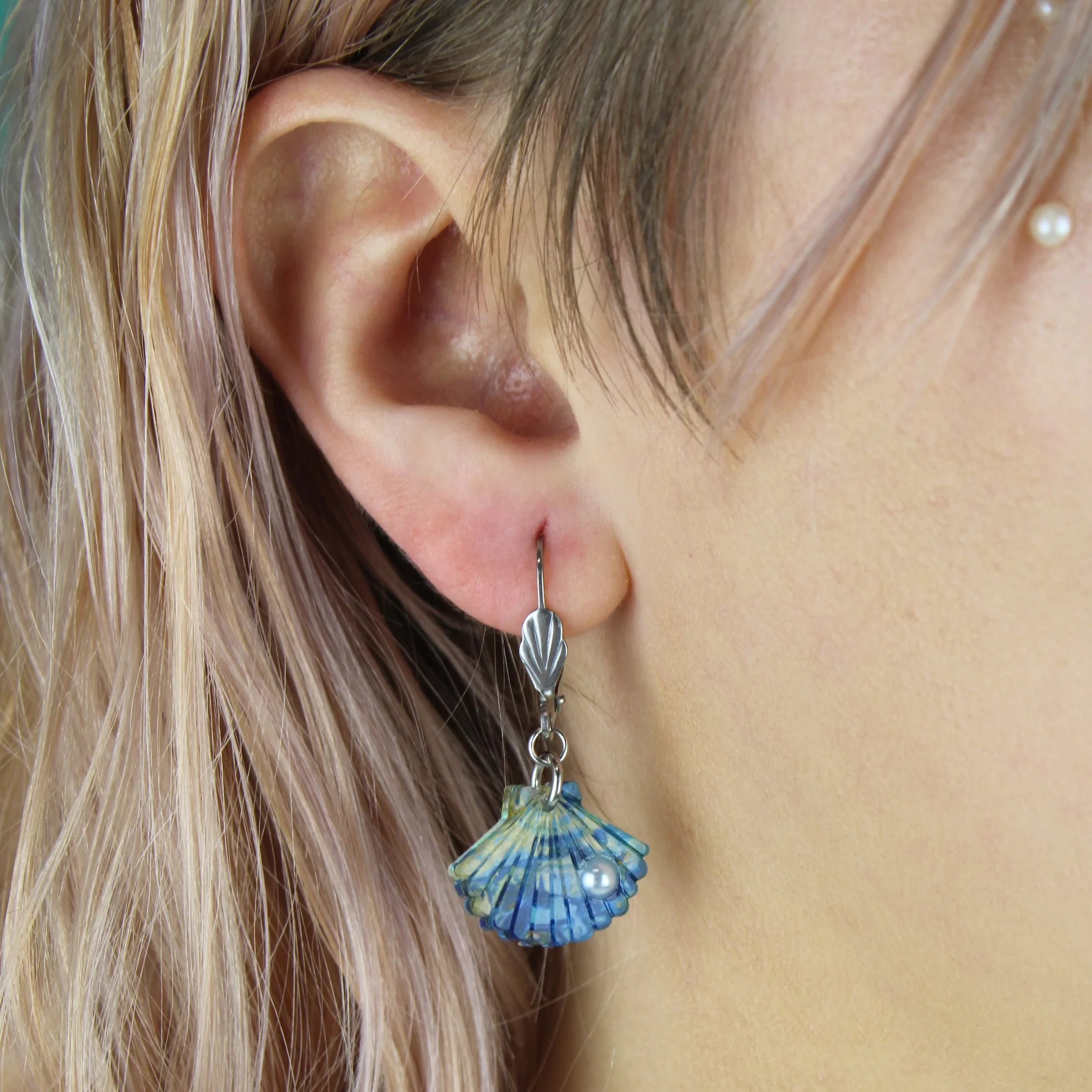 Hot Pearl Summer Earrings (Blue Abalone) - Image 2
