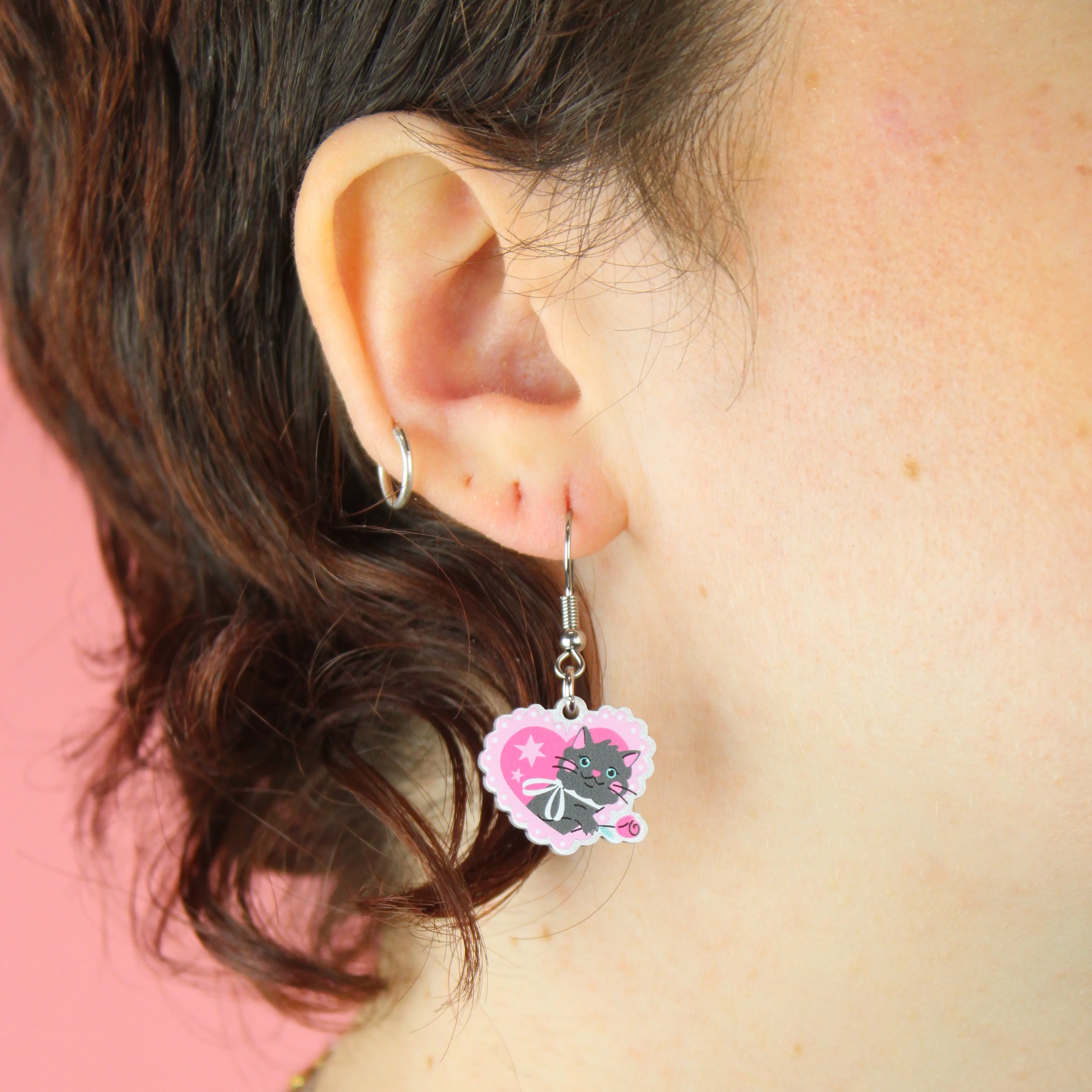 I Give You This Rose Cat Earrings - Image 2