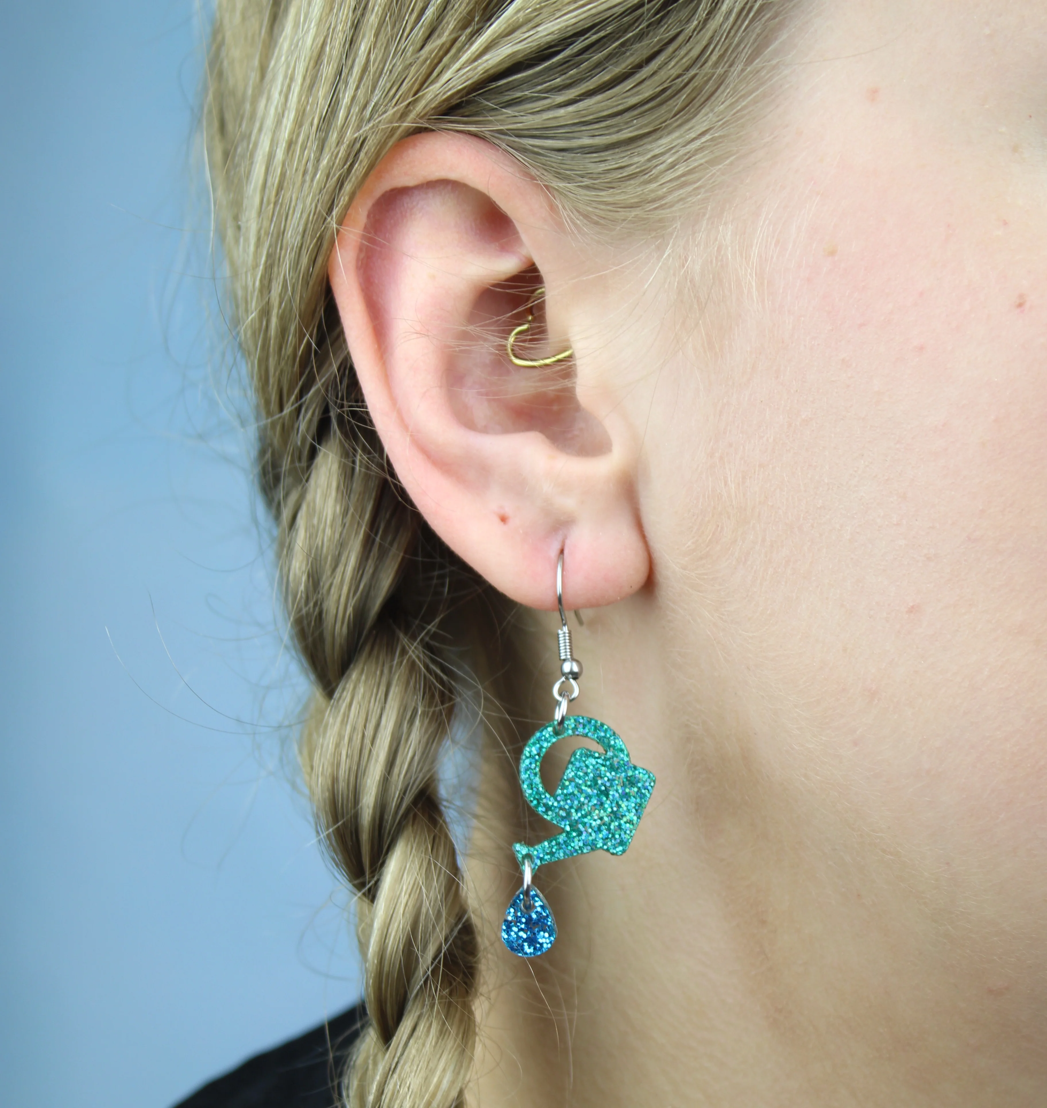 I Wet My Plants! Glitter Watering Can Earrings - Image 2