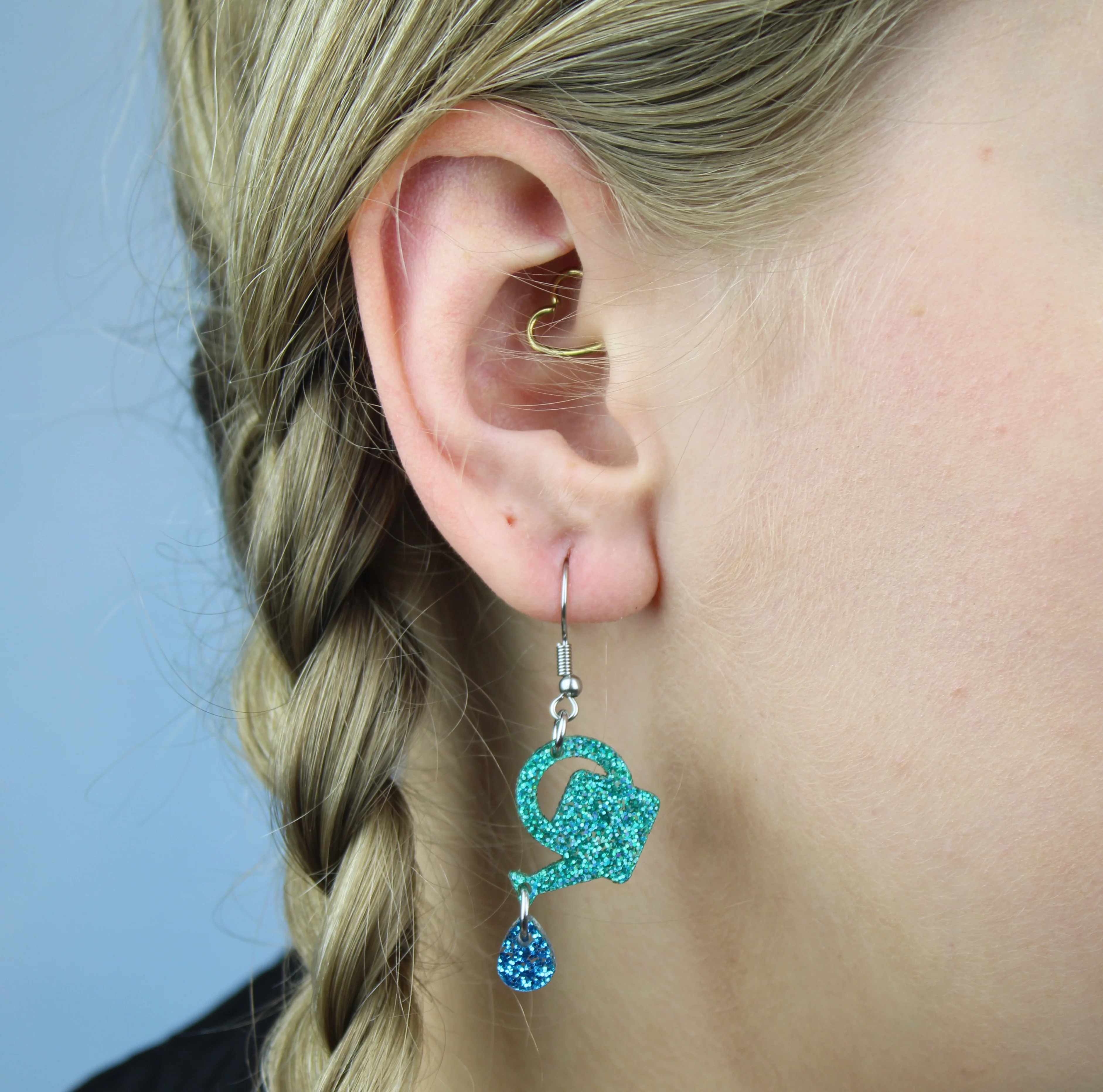 I Wet My Plants! Glitter Watering Can Earrings - Image 4