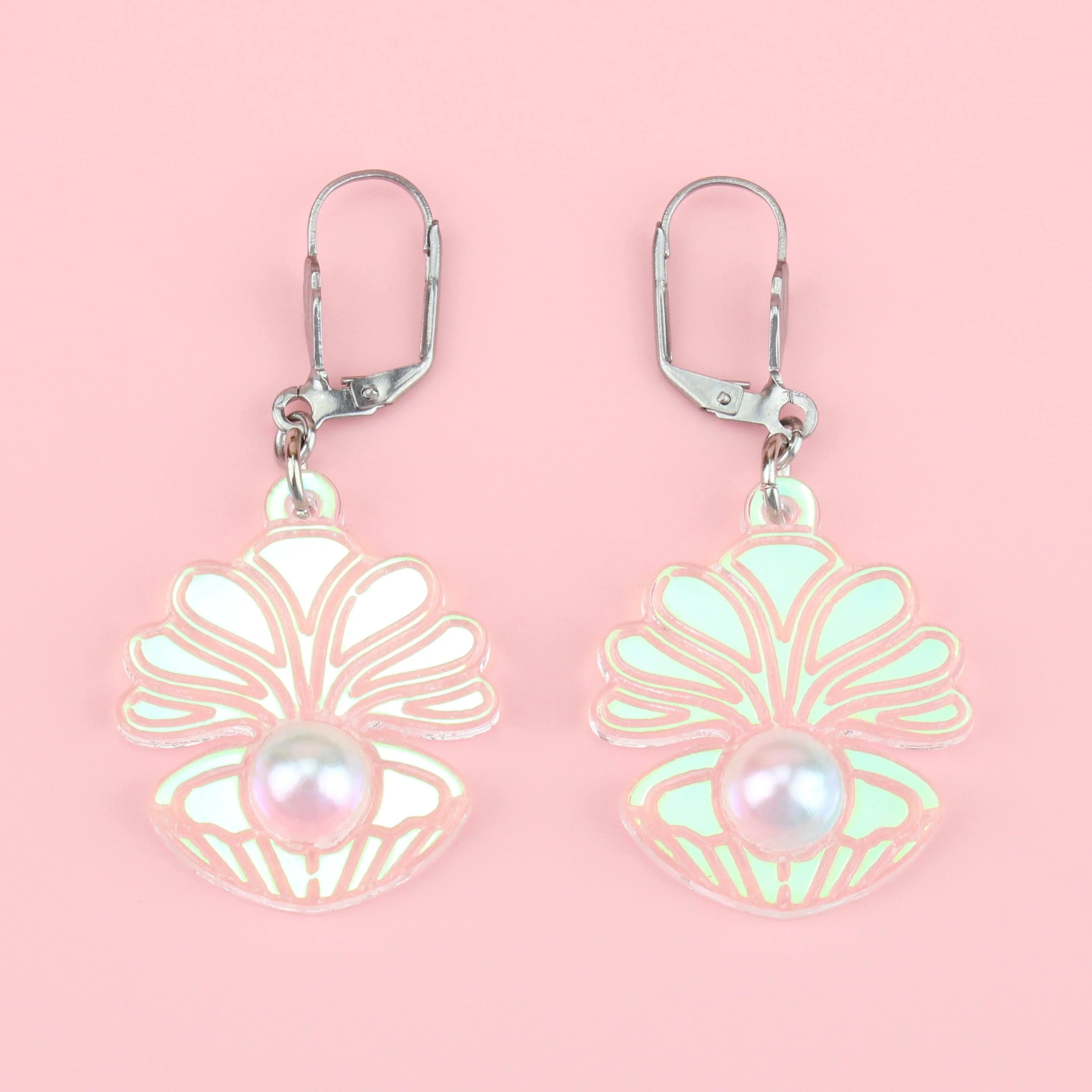 Iridescent Clam Shell Earrings