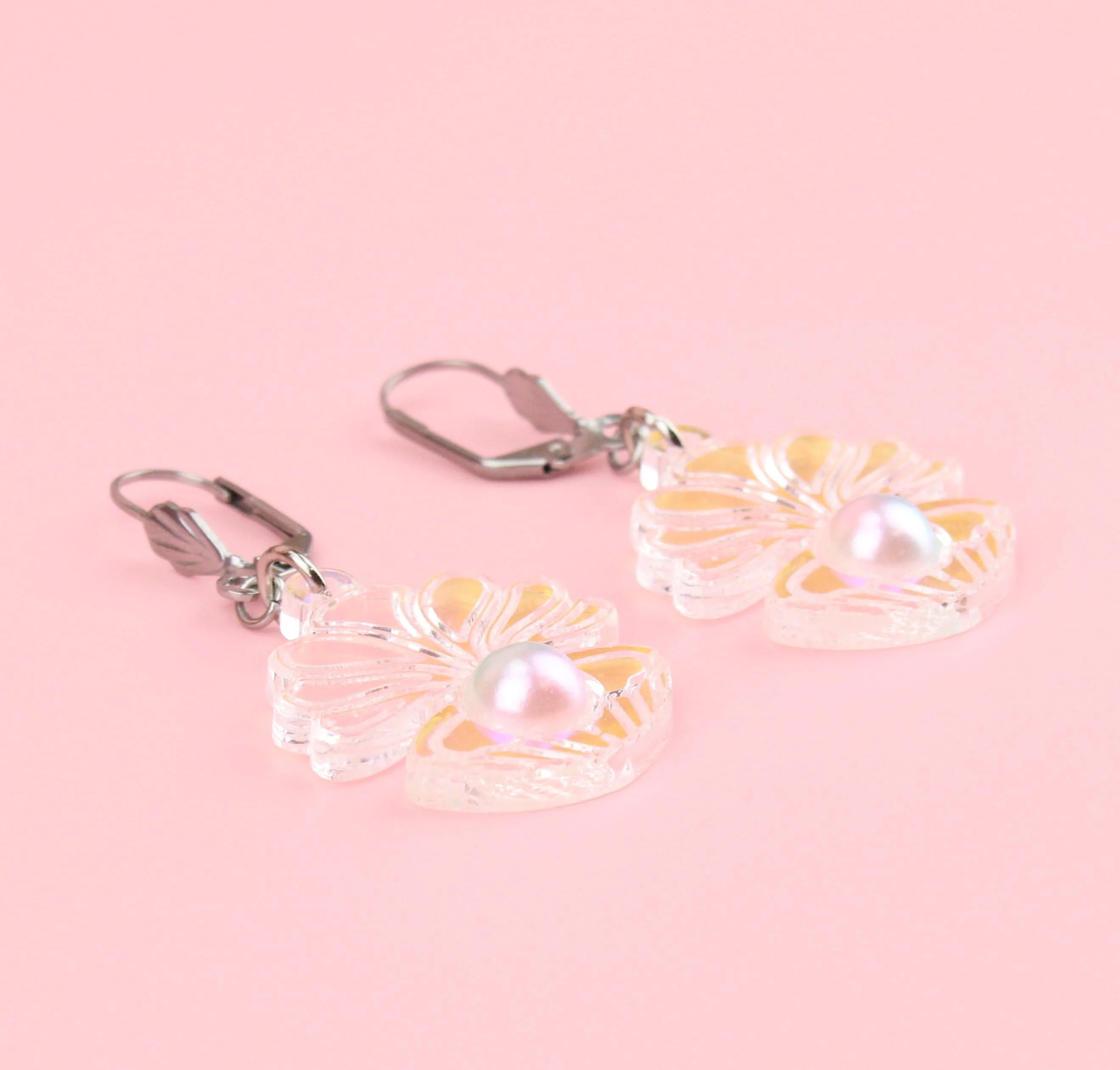 Iridescent Clam Shell Earrings - Image 10