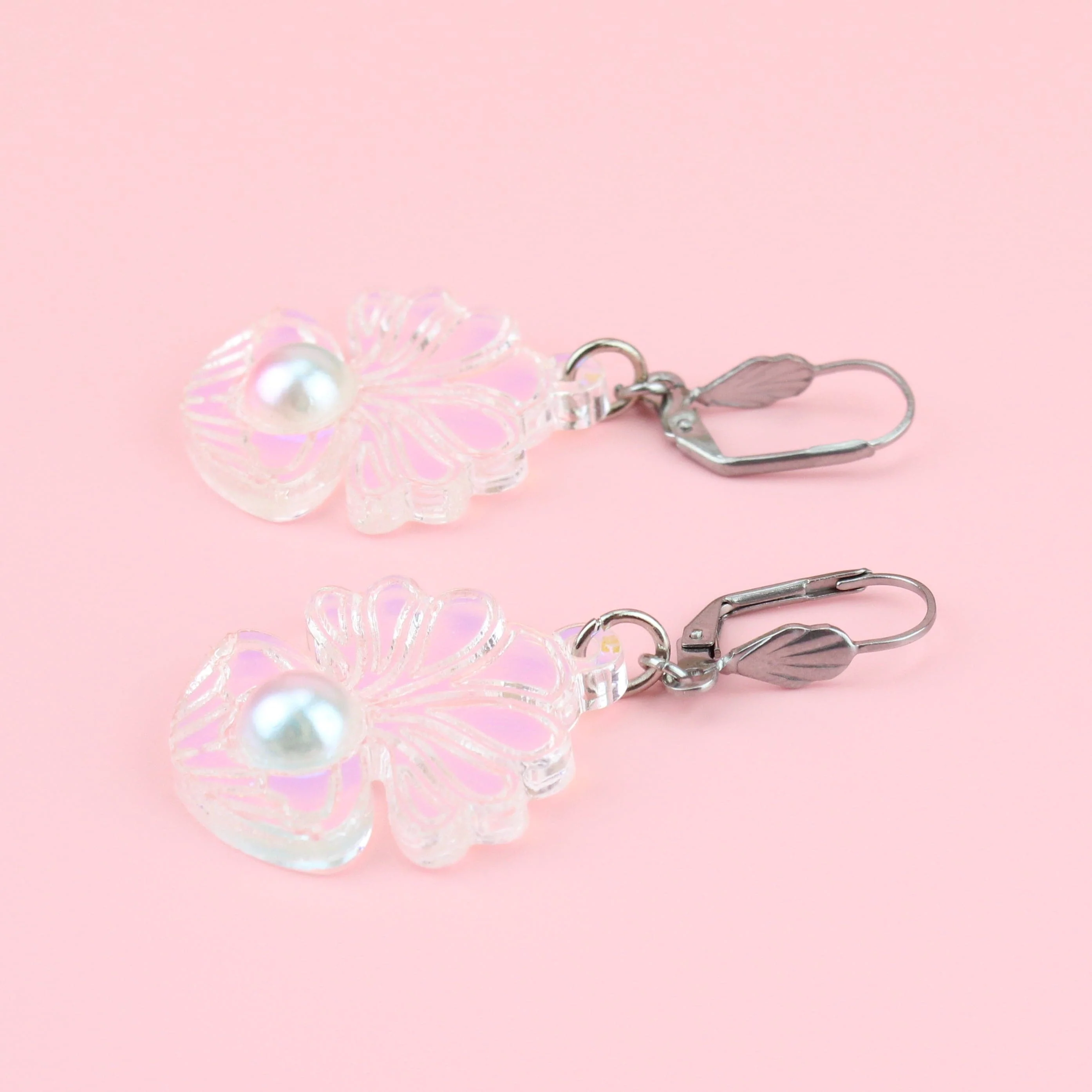 Iridescent Clam Shell Earrings - Image 11