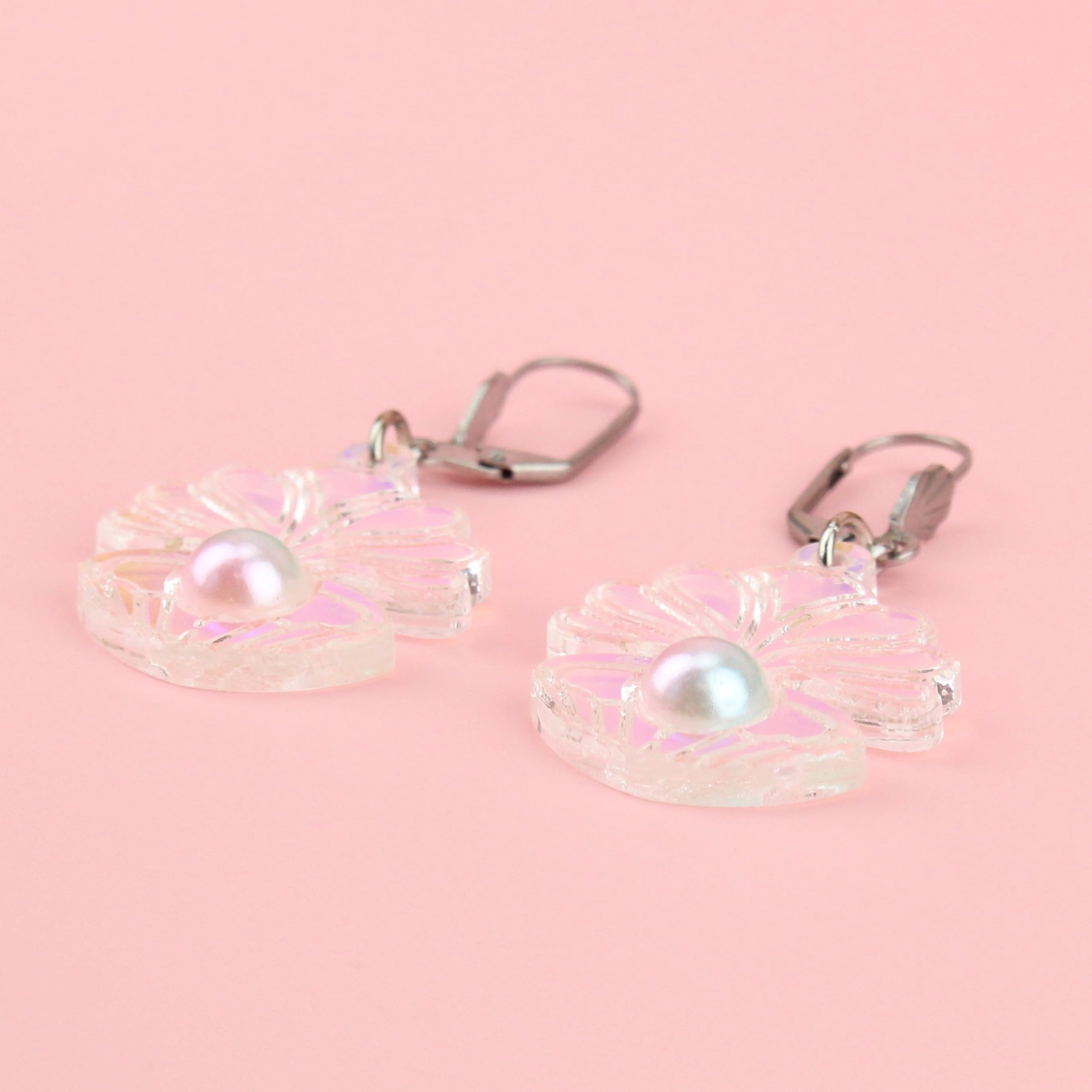 Iridescent Clam Shell Earrings - Image 8