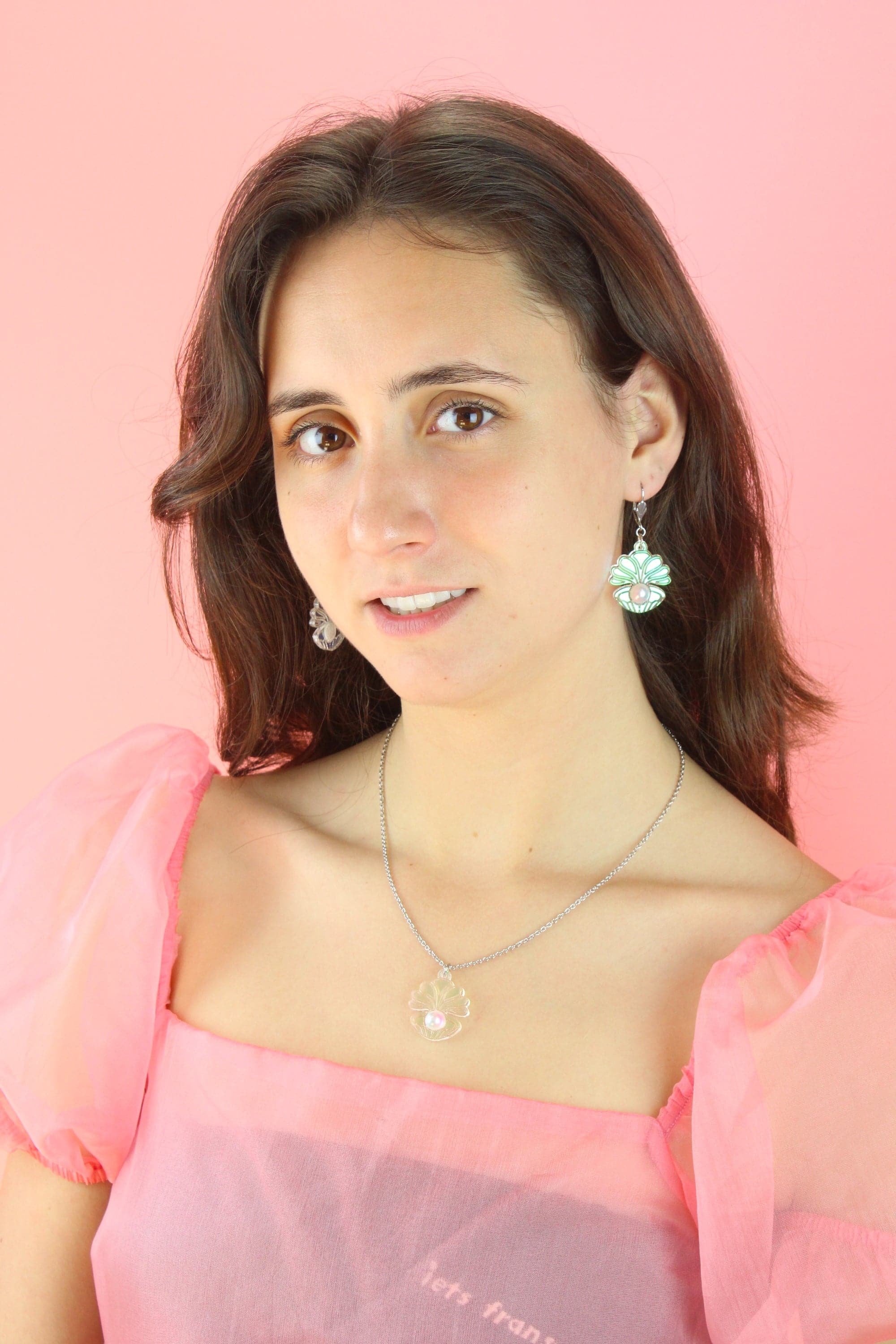Iridescent Clam Shell Earrings - Image 9