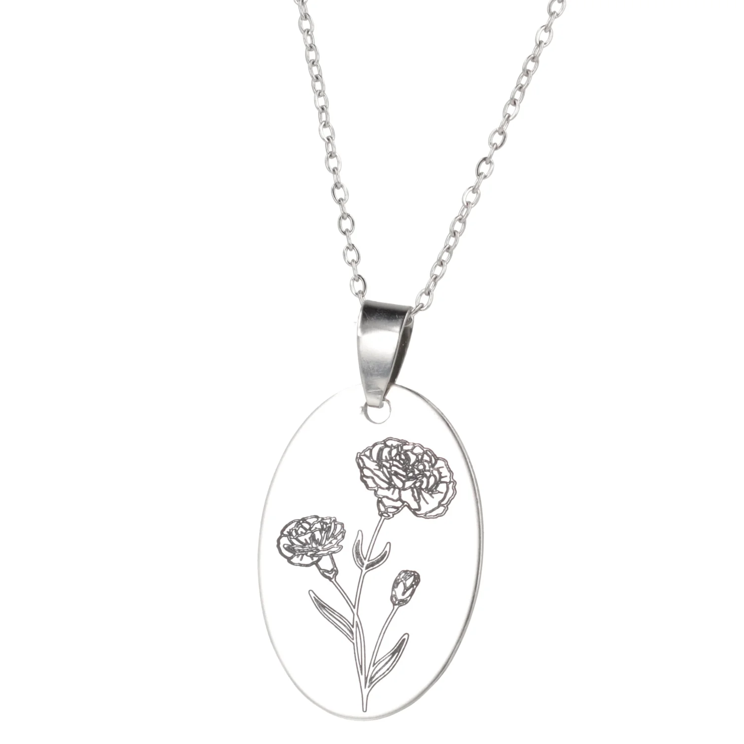 January Birth Flower Necklace - Carnation - Image 5