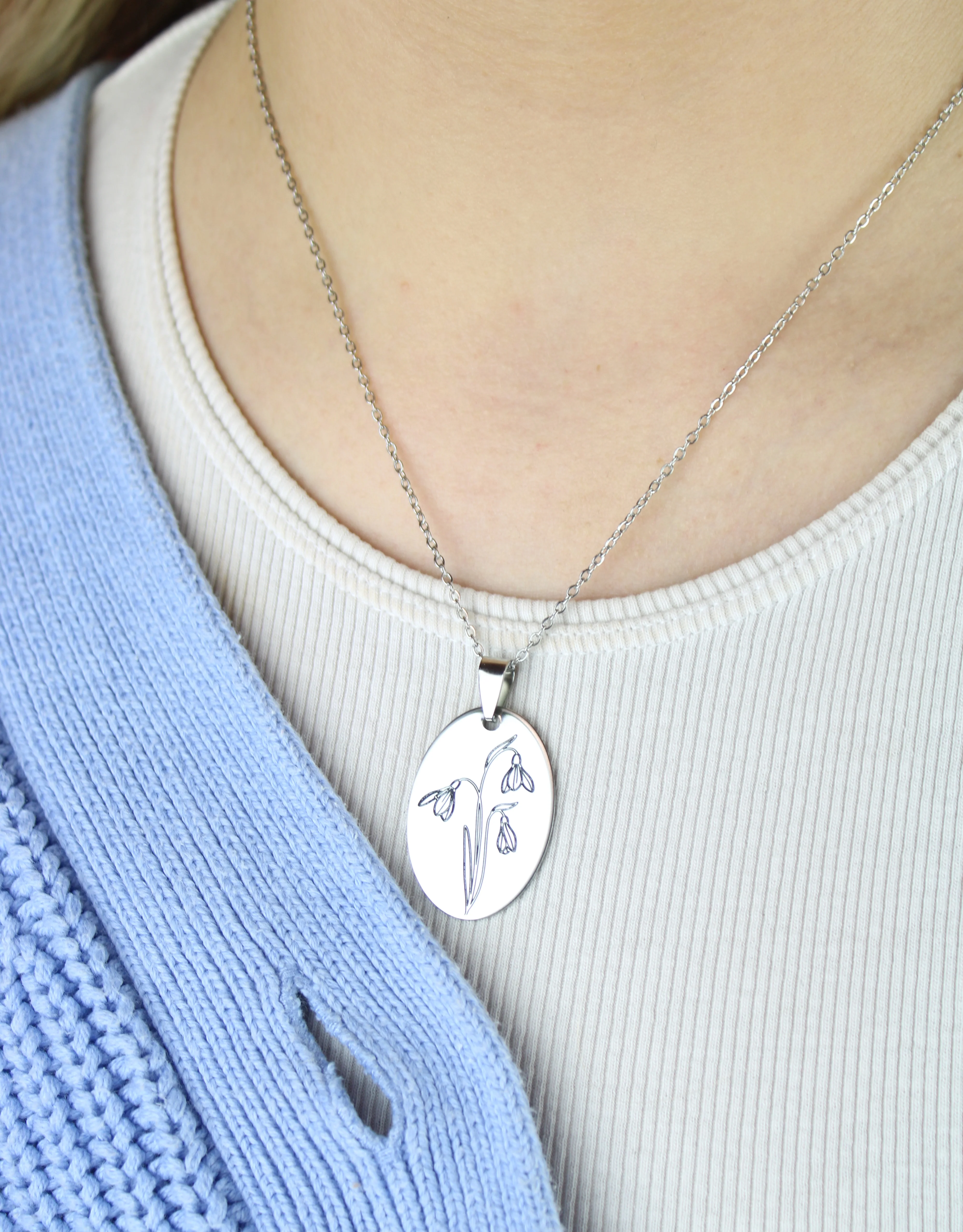 January Birth Flower Necklace - Snowdrop - Image 2