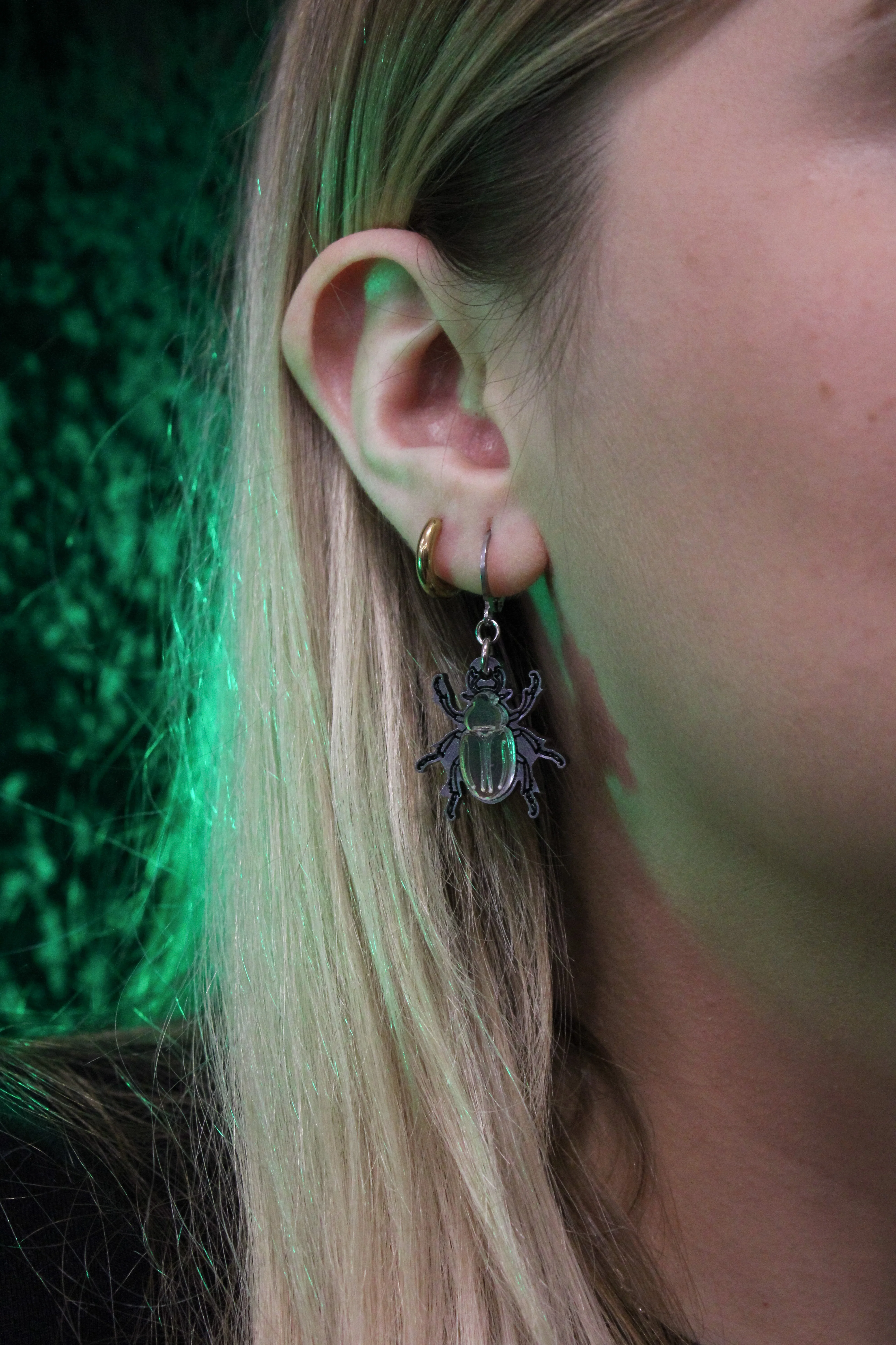 Jewel Summer Beetle Huggie Hoop Earrings - Image 4