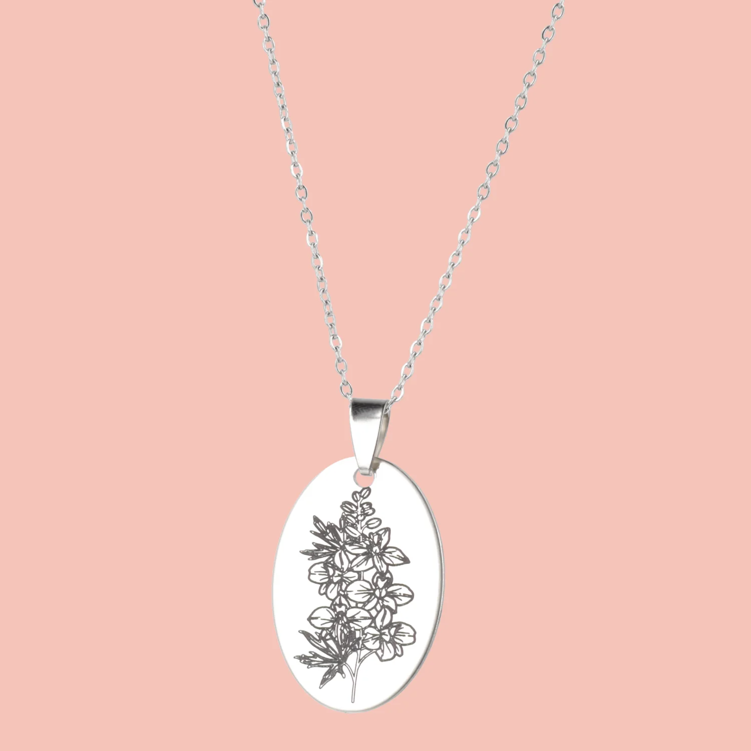 July Birth Flower Necklace - Larkspur