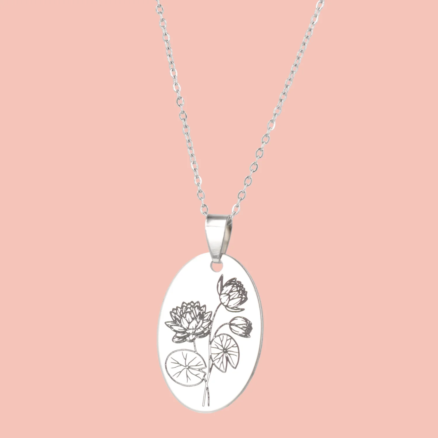 July Birth Flower Necklace - Water Lily
