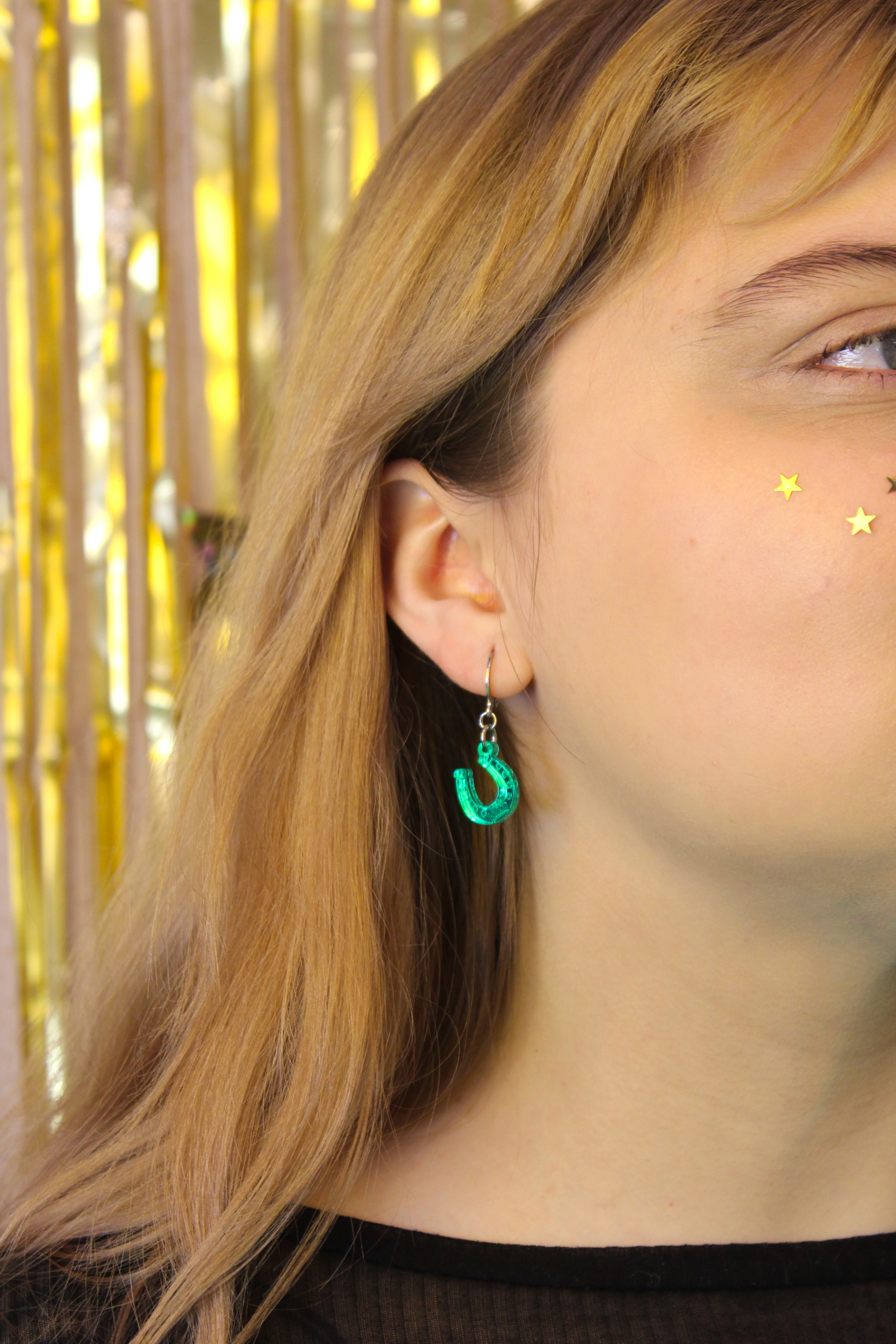 Just My Luck Huggie Hoop Earrings - Green - Image 2