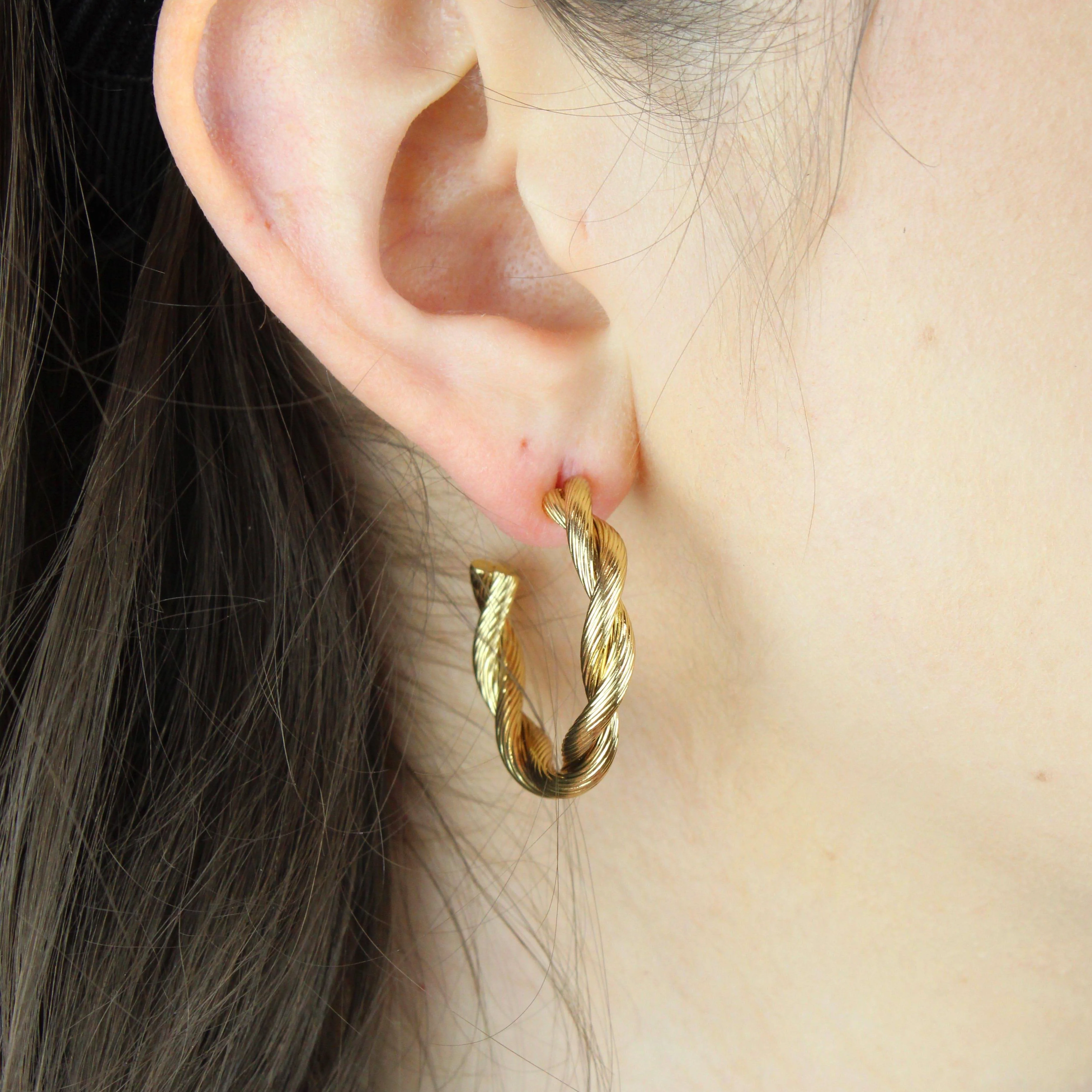 Knotted Steel Hoop Earrings (Gold Plated) - Image 4