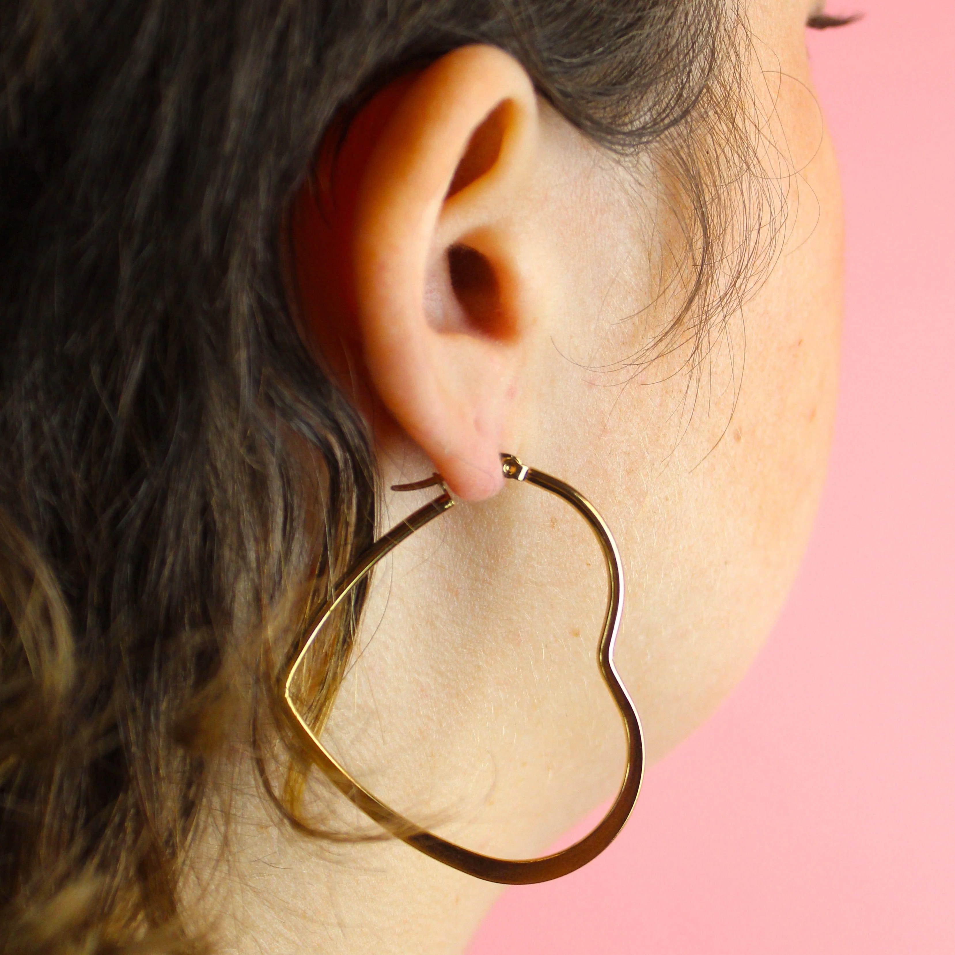 Large Heart Hoop Earrings (Gold Plated) - Image 6
