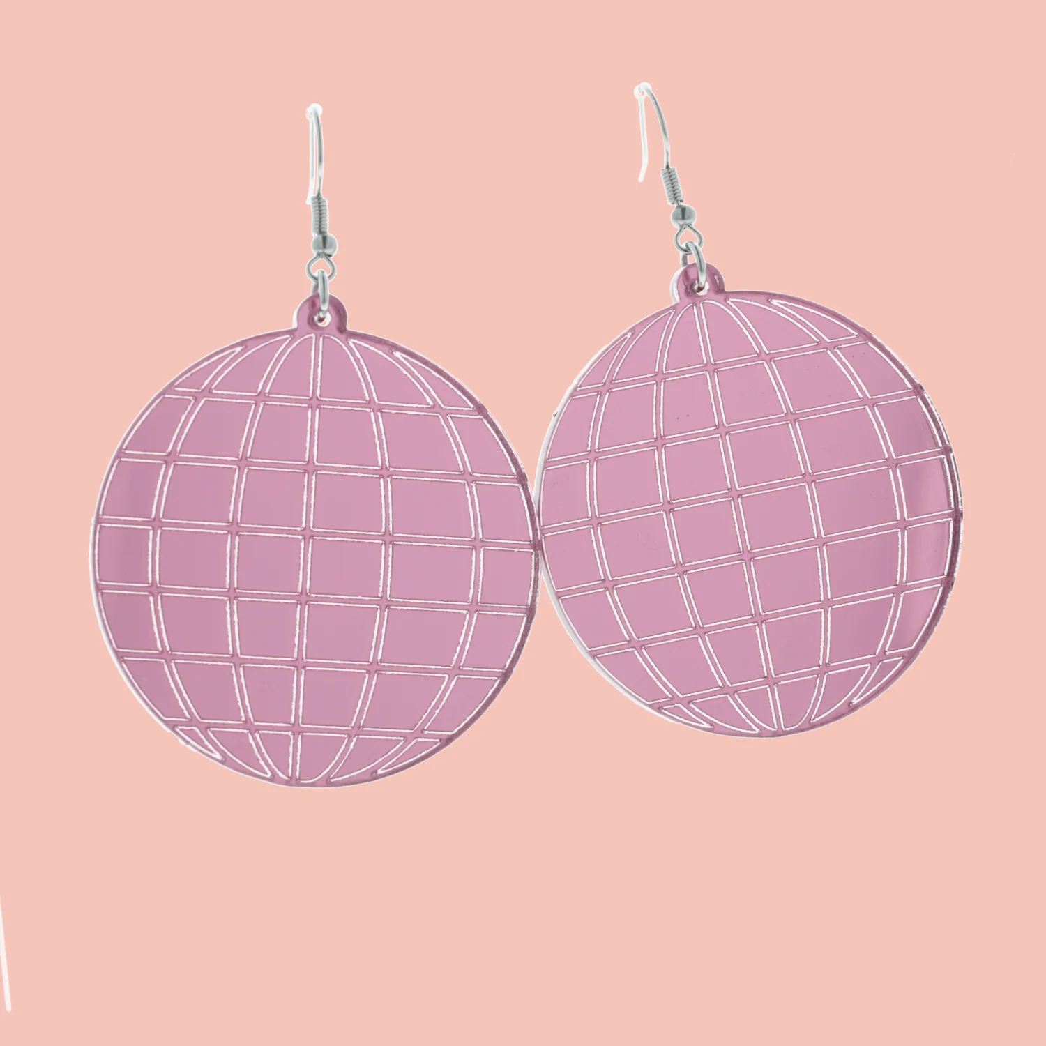 Large Pink Disco Ball Earrings - Image 3