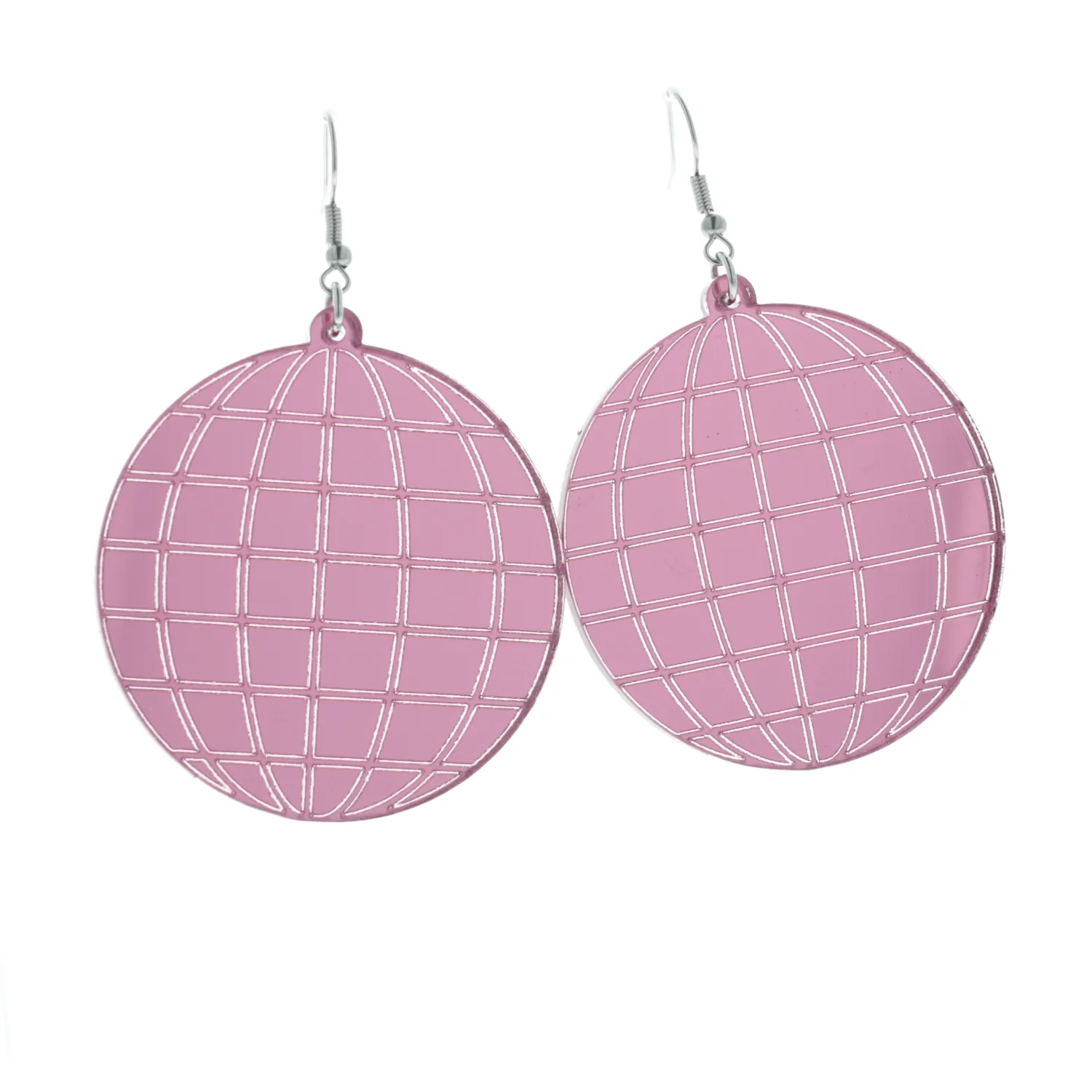 Large Pink Disco Ball Earrings - Image 4