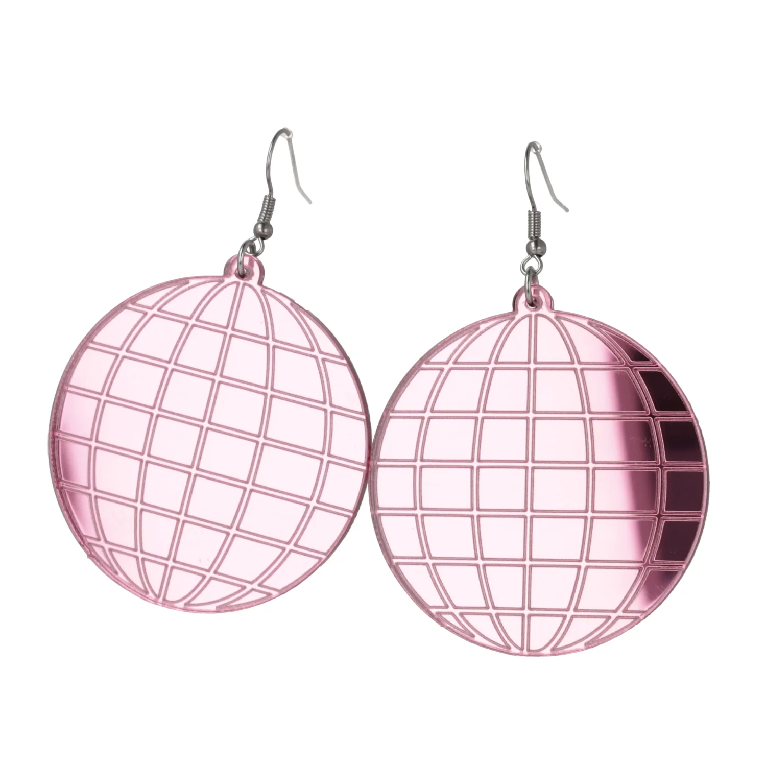 Large Pink Disco Ball Earrings - Image 5