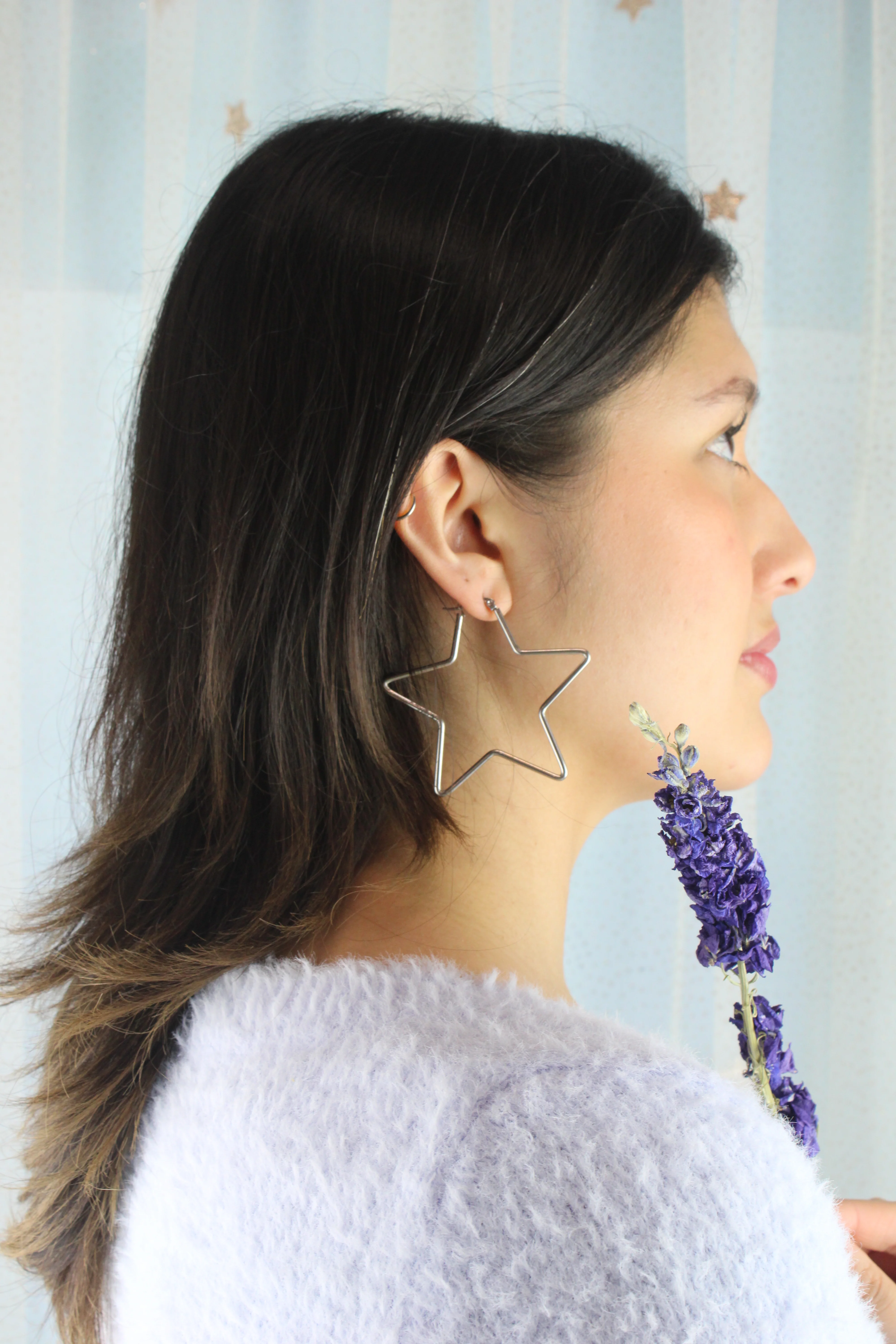 Large Super Star Hoop Earrings - Image 2