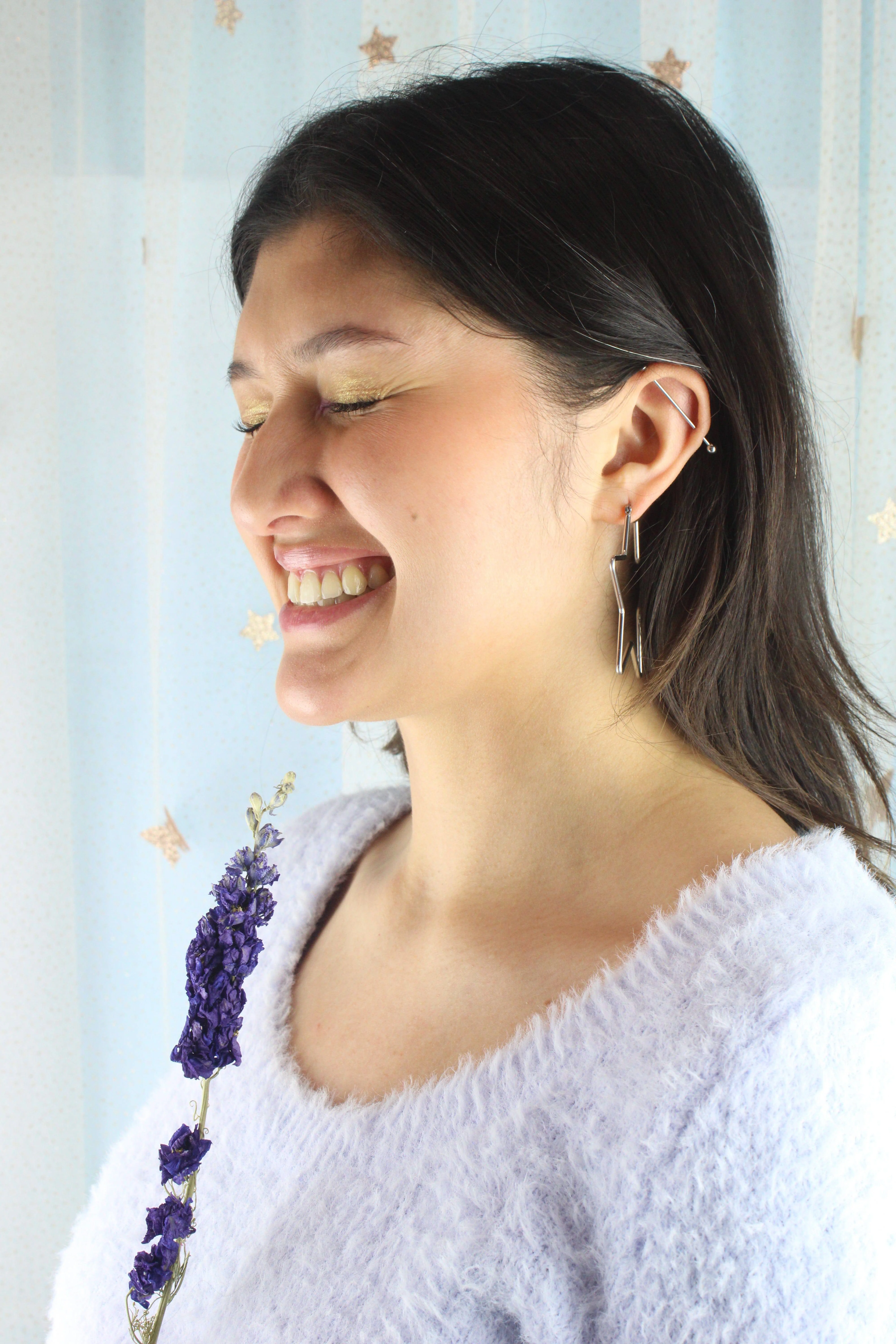 Large Super Star Hoop Earrings - Image 4