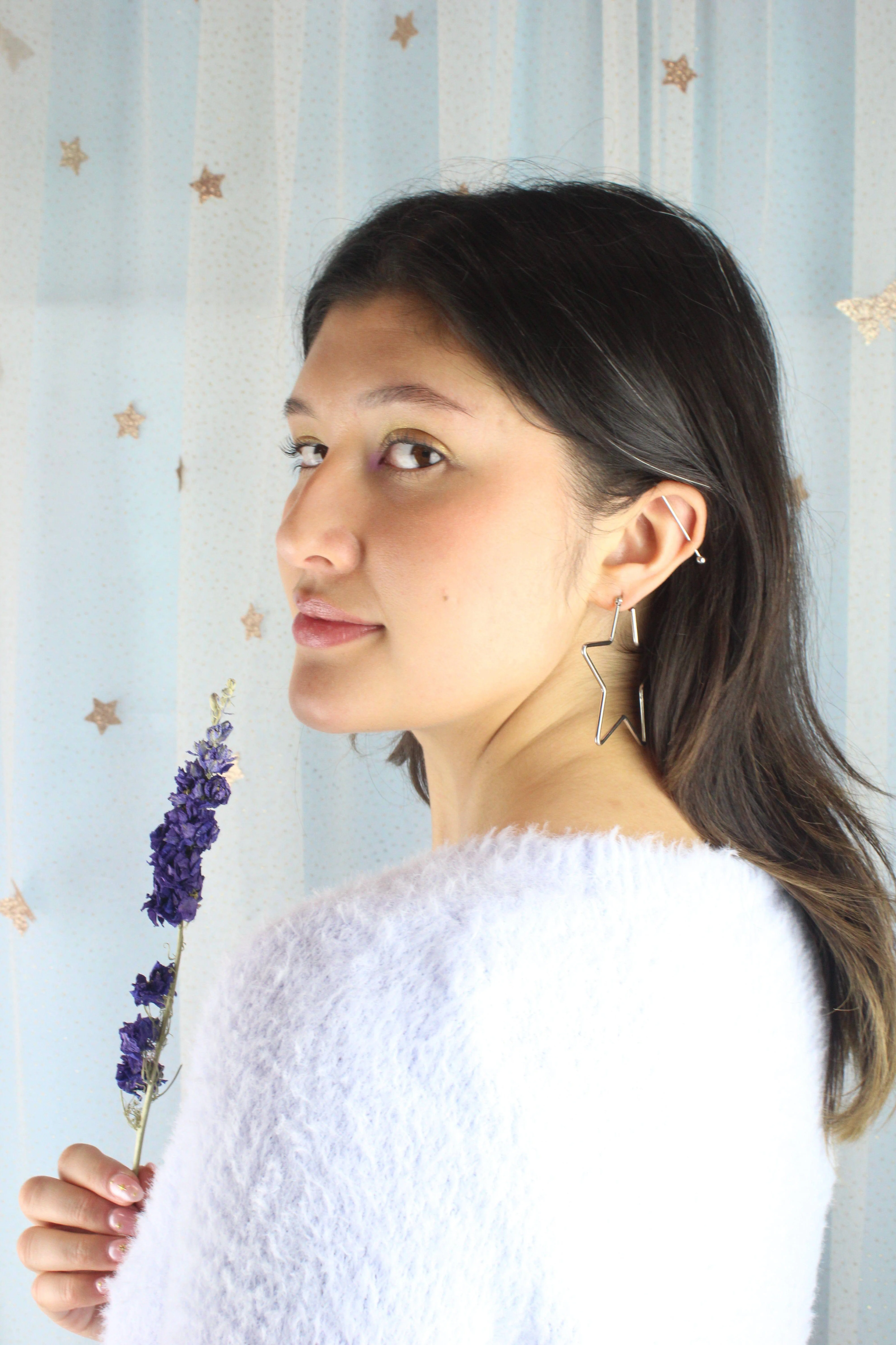 Large Super Star Hoop Earrings - Image 7