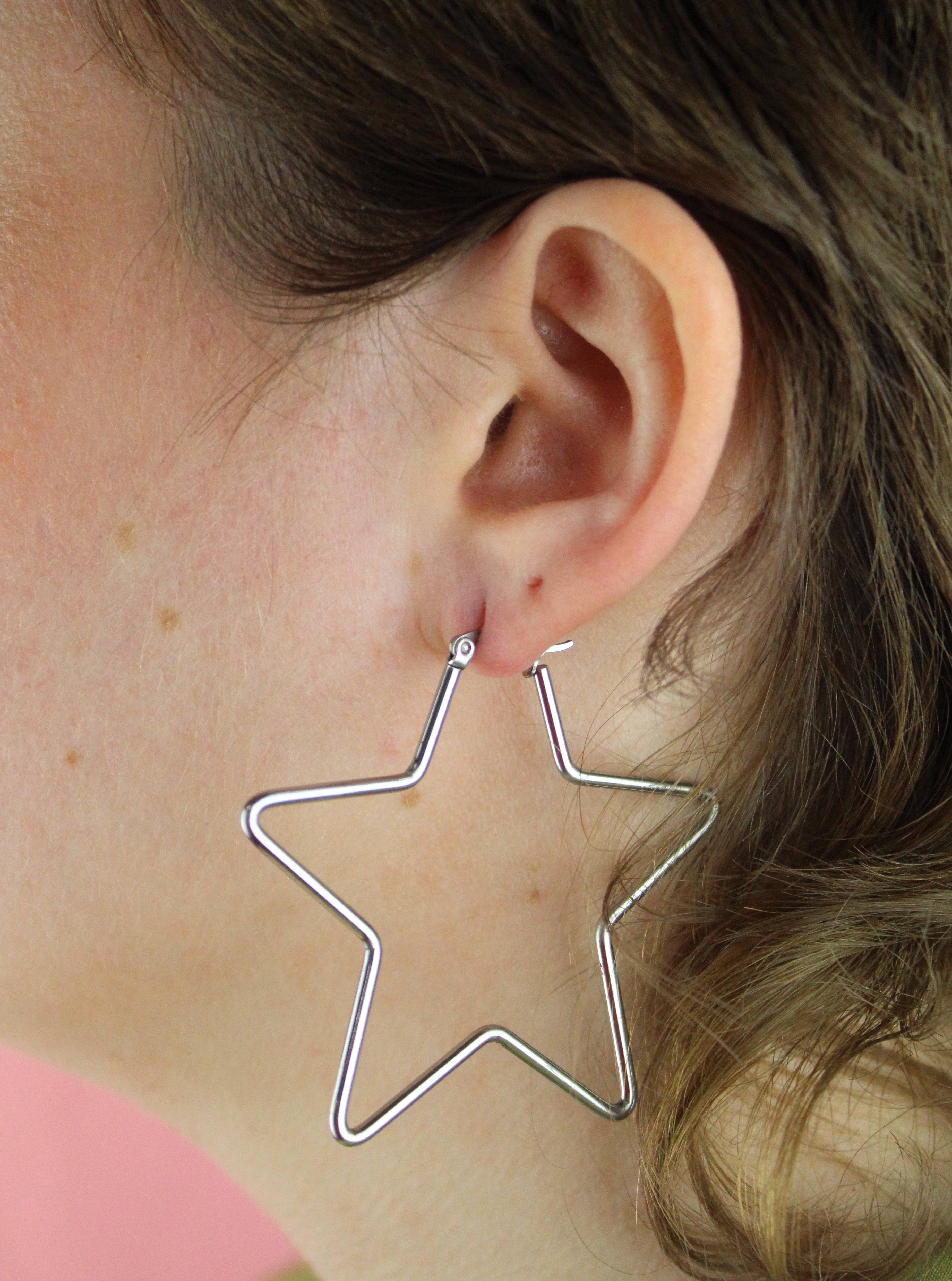 Large Super Star Hoop Earrings - Image 9
