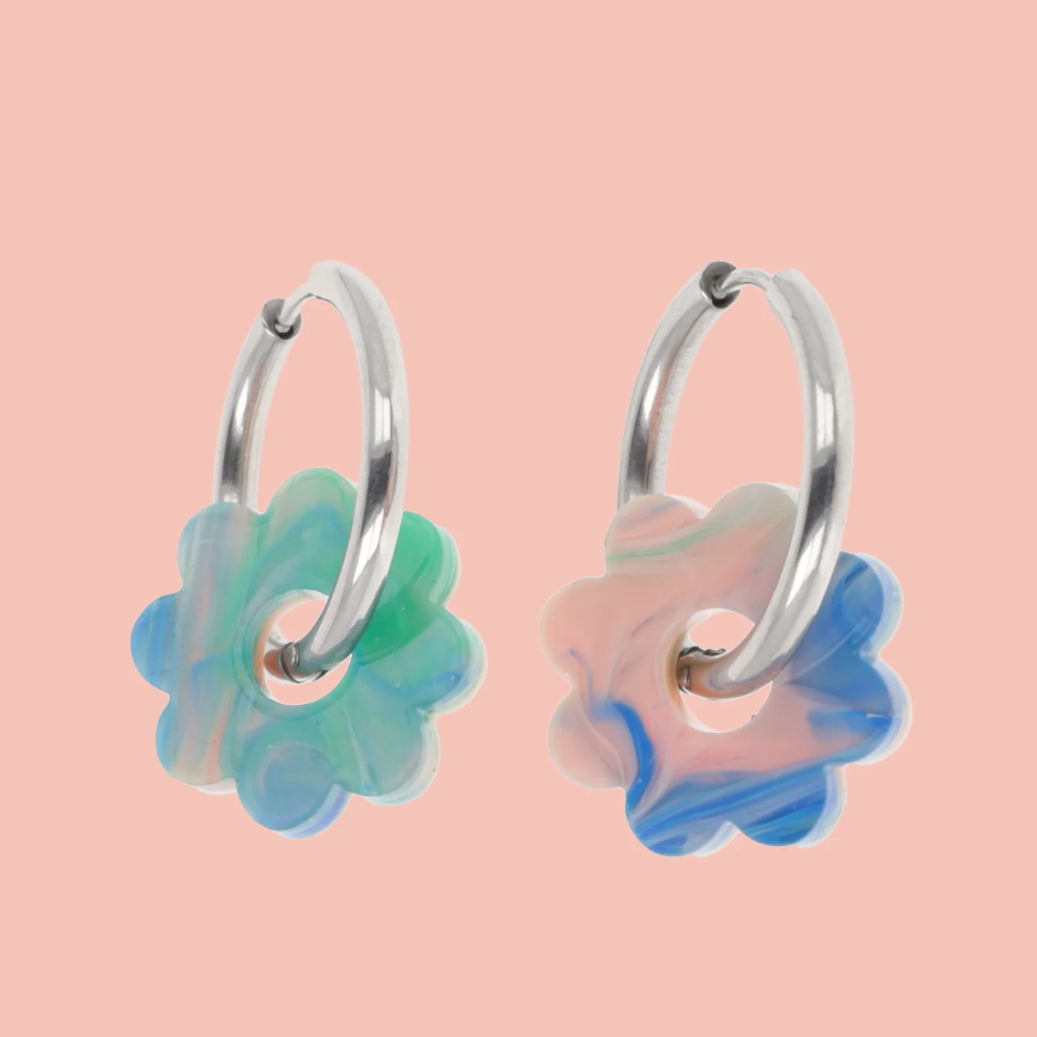 Lazy Daisy Hoop Earrings - Marble Splash - Image 12