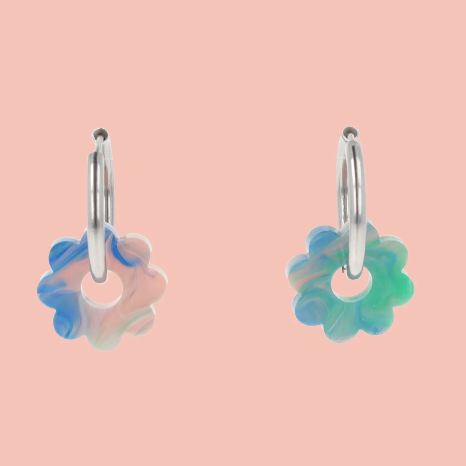 Lazy Daisy Hoop Earrings - Marble Splash - Image 2