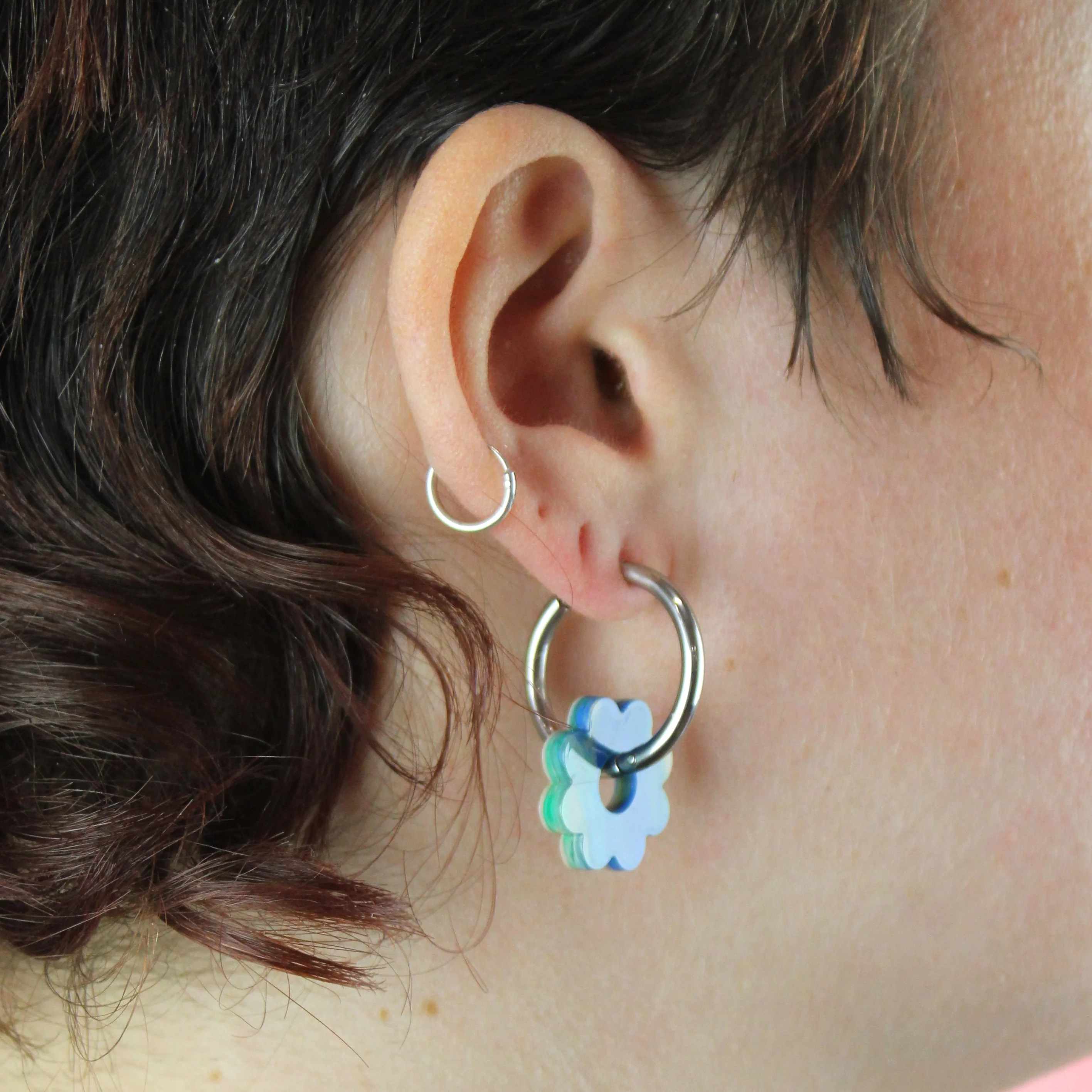 Lazy Daisy Hoop Earrings - Marble Splash - Image 6