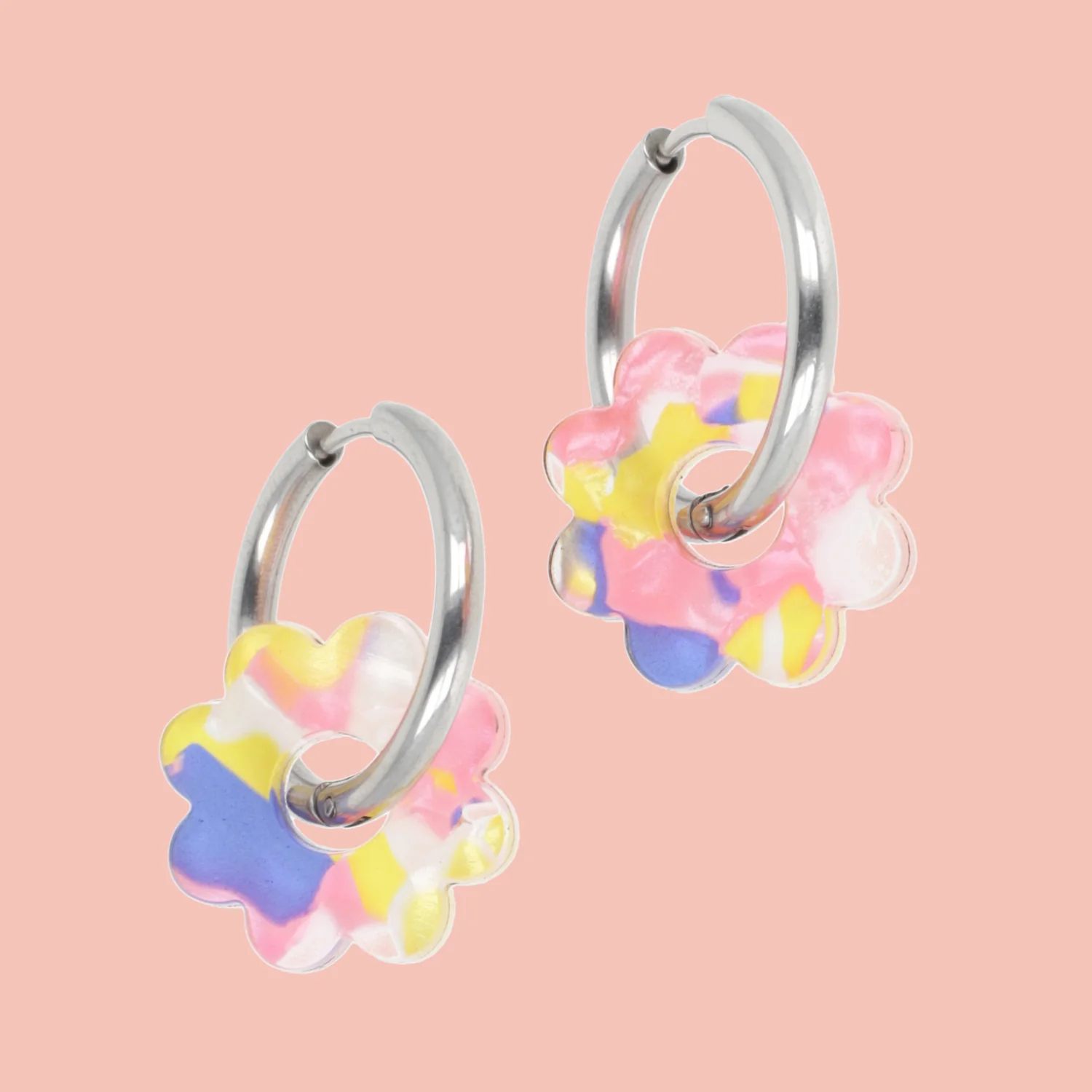Lazy Daisy Hoop Earrings - Marble Crush