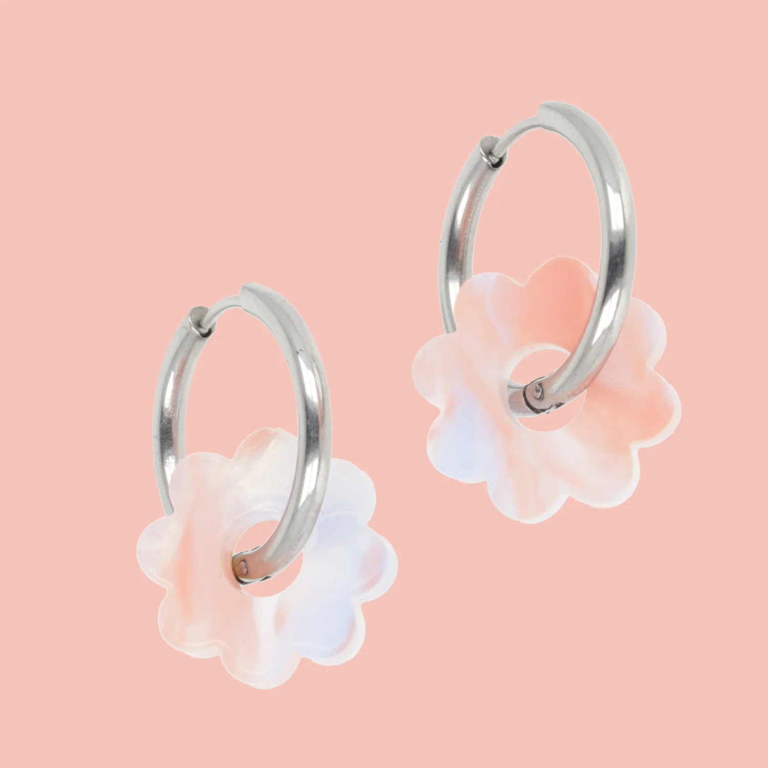 Lazy Daisy Hoop Earrings - Pastel Marble