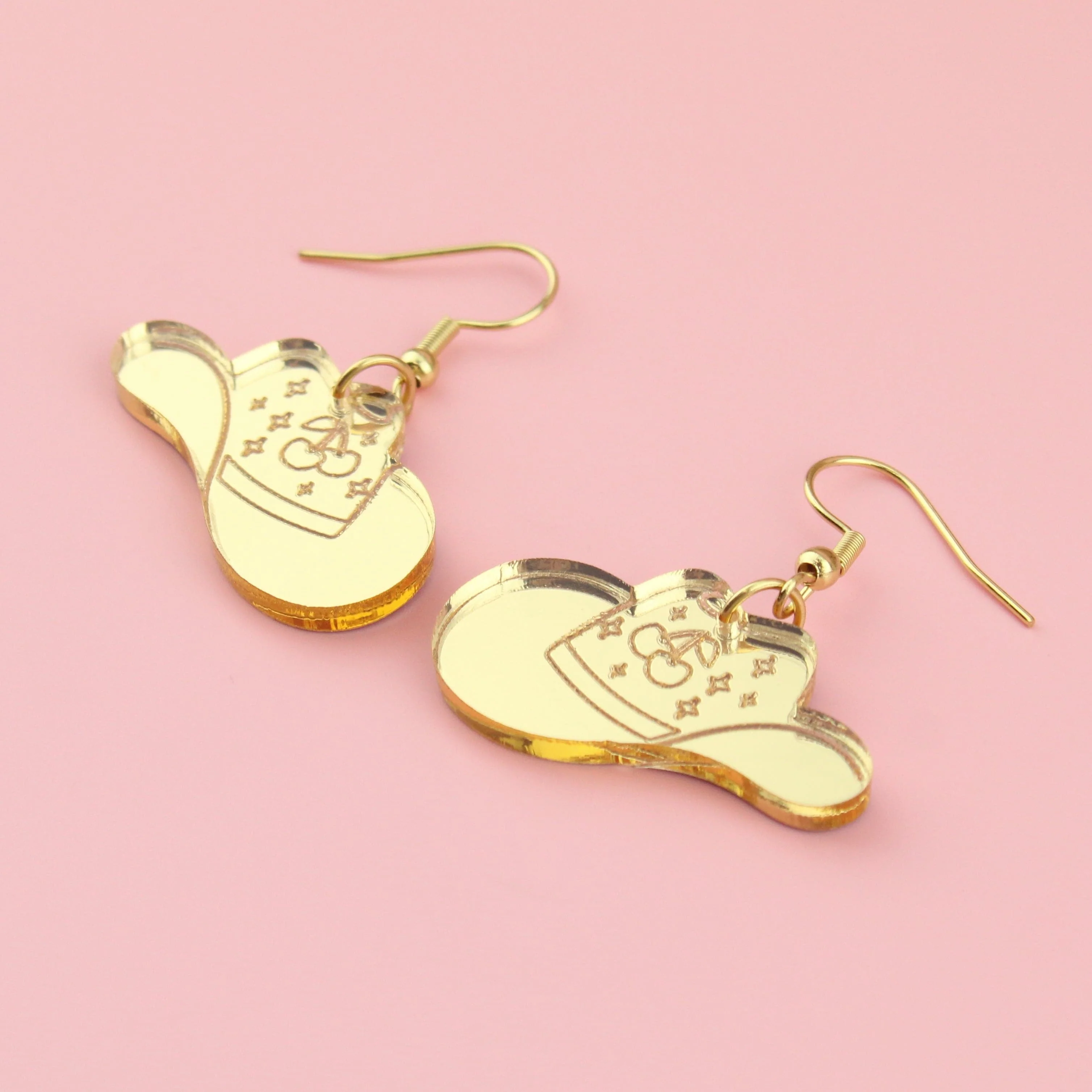 Let's Go Girls Gold Cowgirl Hat Earrings - Image 3