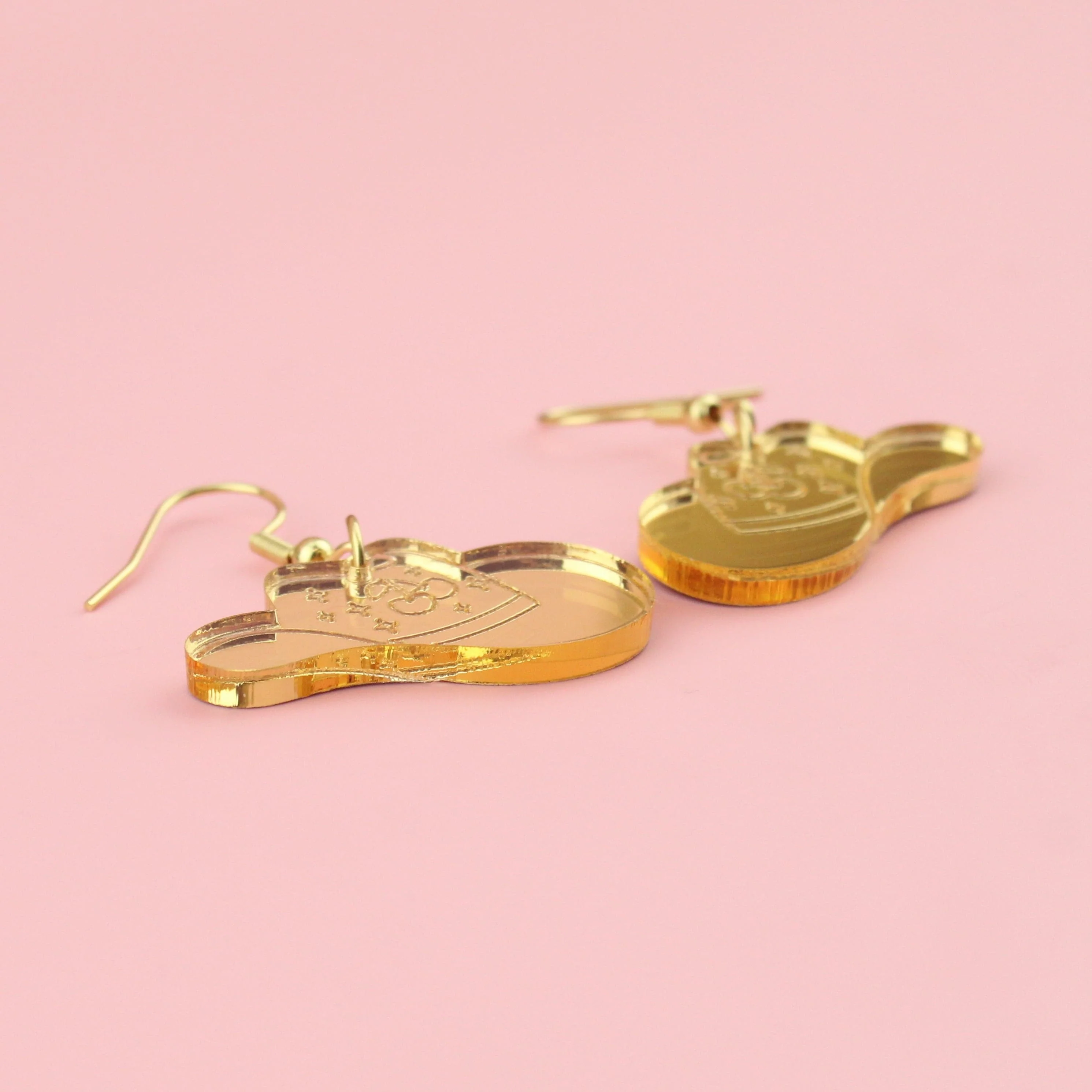Let's Go Girls Gold Cowgirl Hat Earrings - Image 5