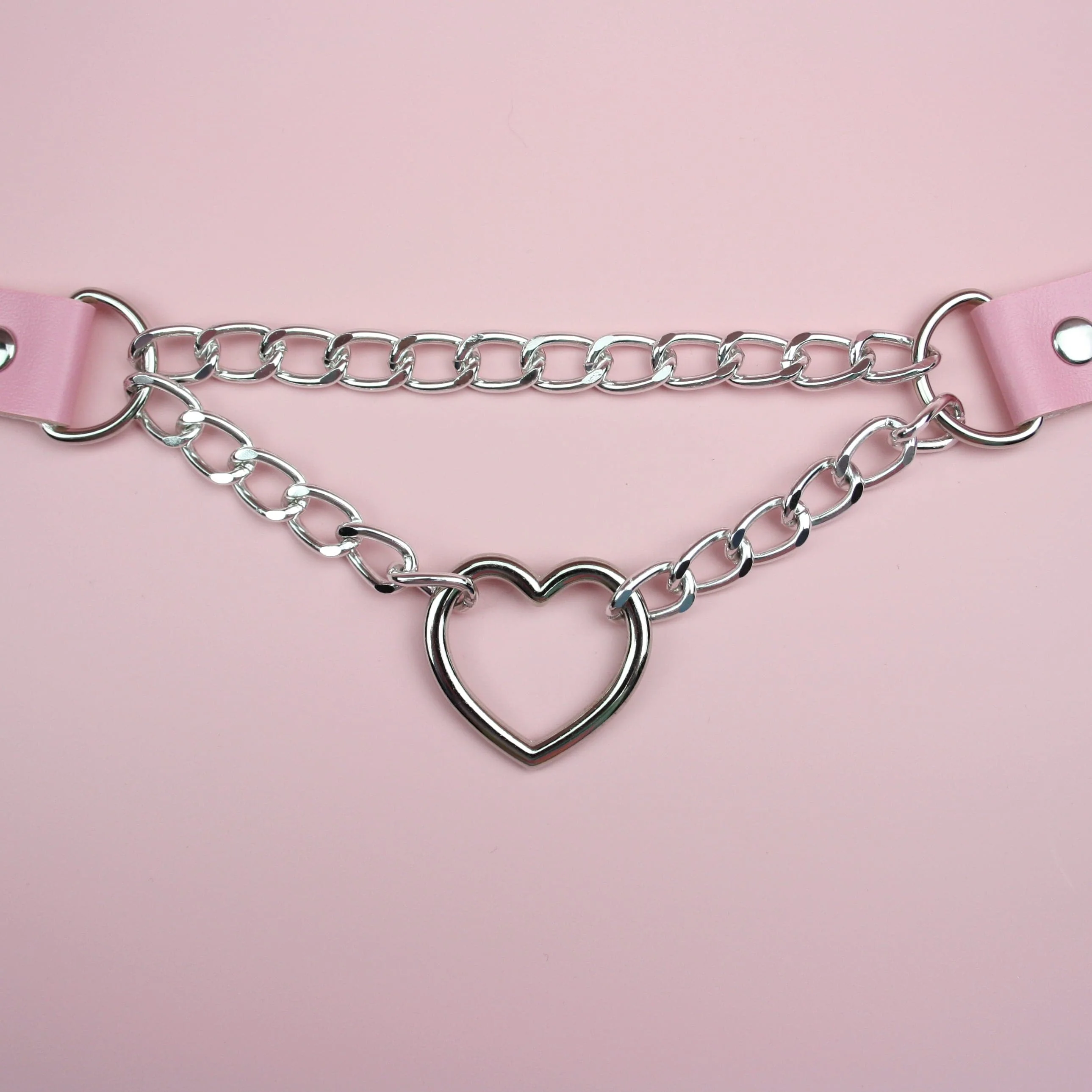 Light Pink Double Chain Heart Choker - Image 3