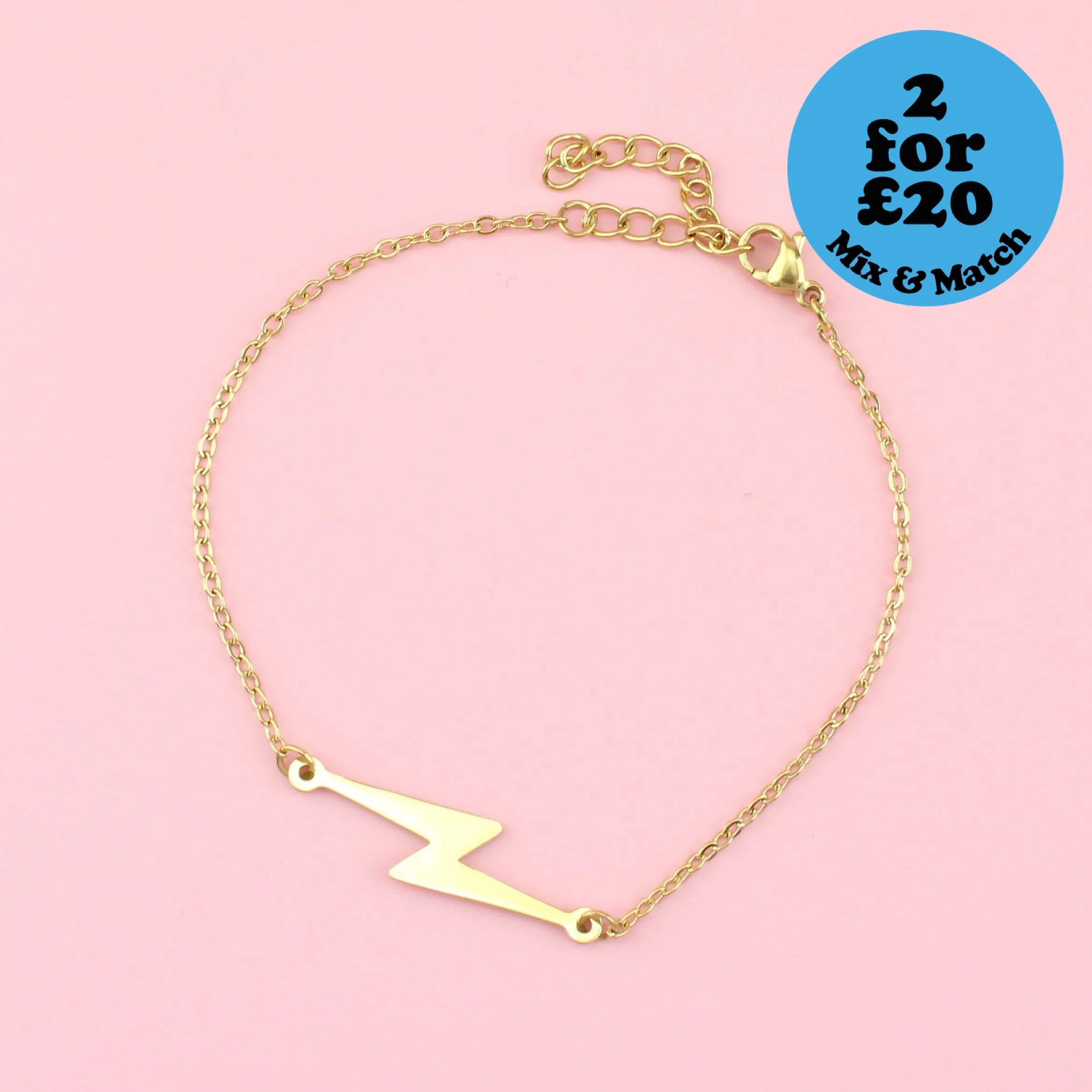 Lightning Bolt Bracelet (Gold Plated)
