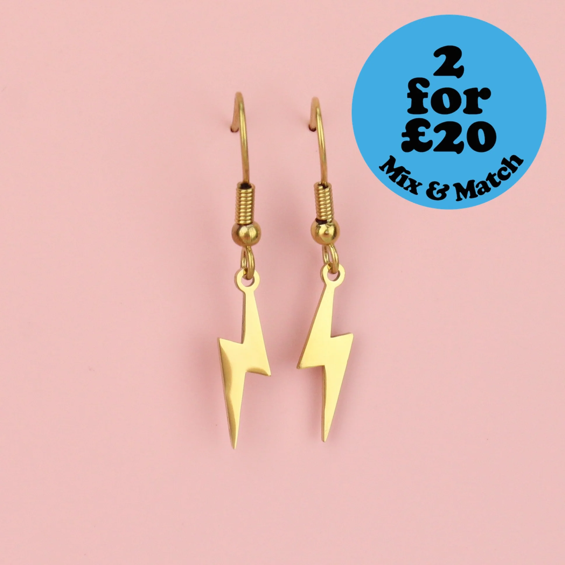 Lightning Bolt Earrings (Gold Plated)