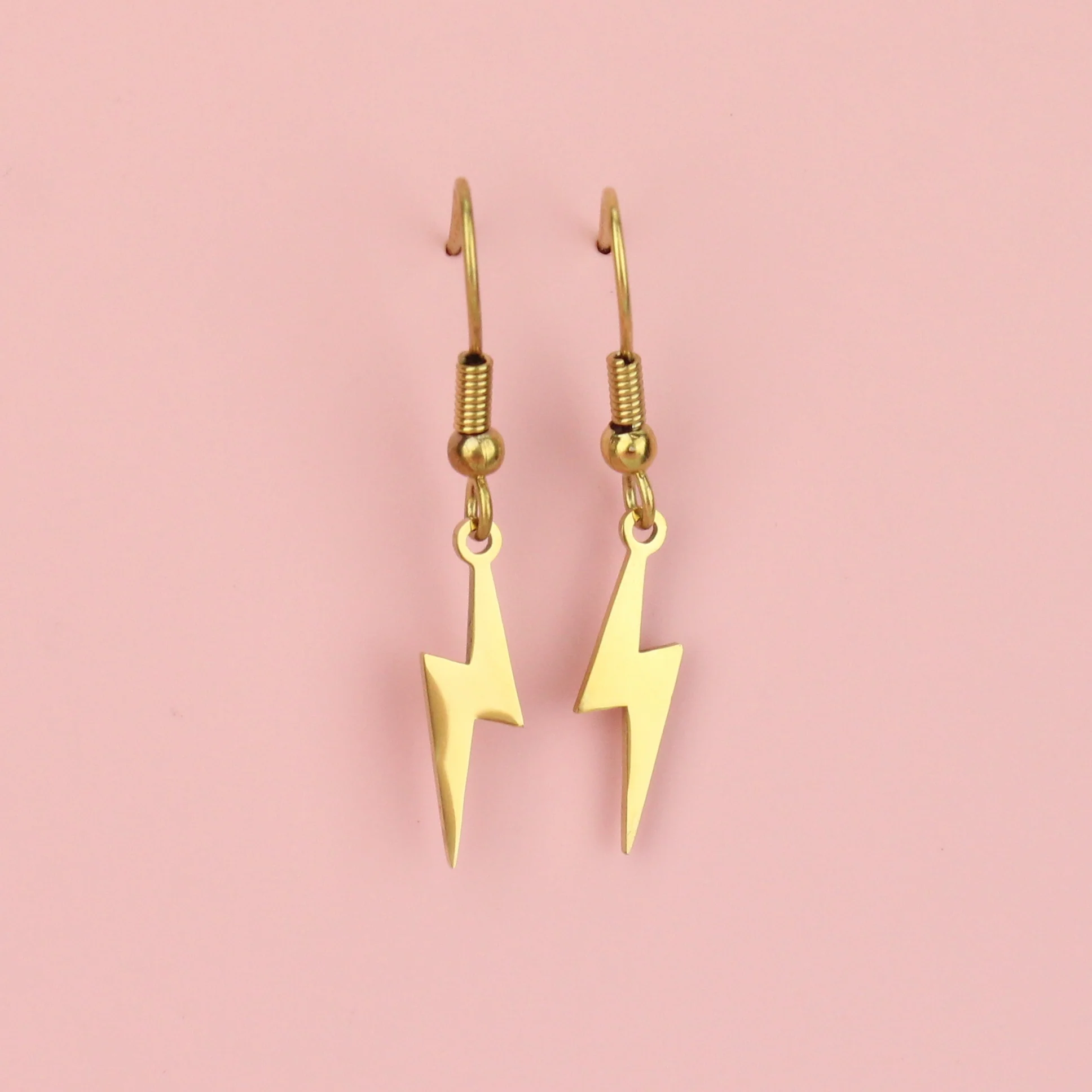 Lightning Bolt Earrings (Gold Plated) - Image 2