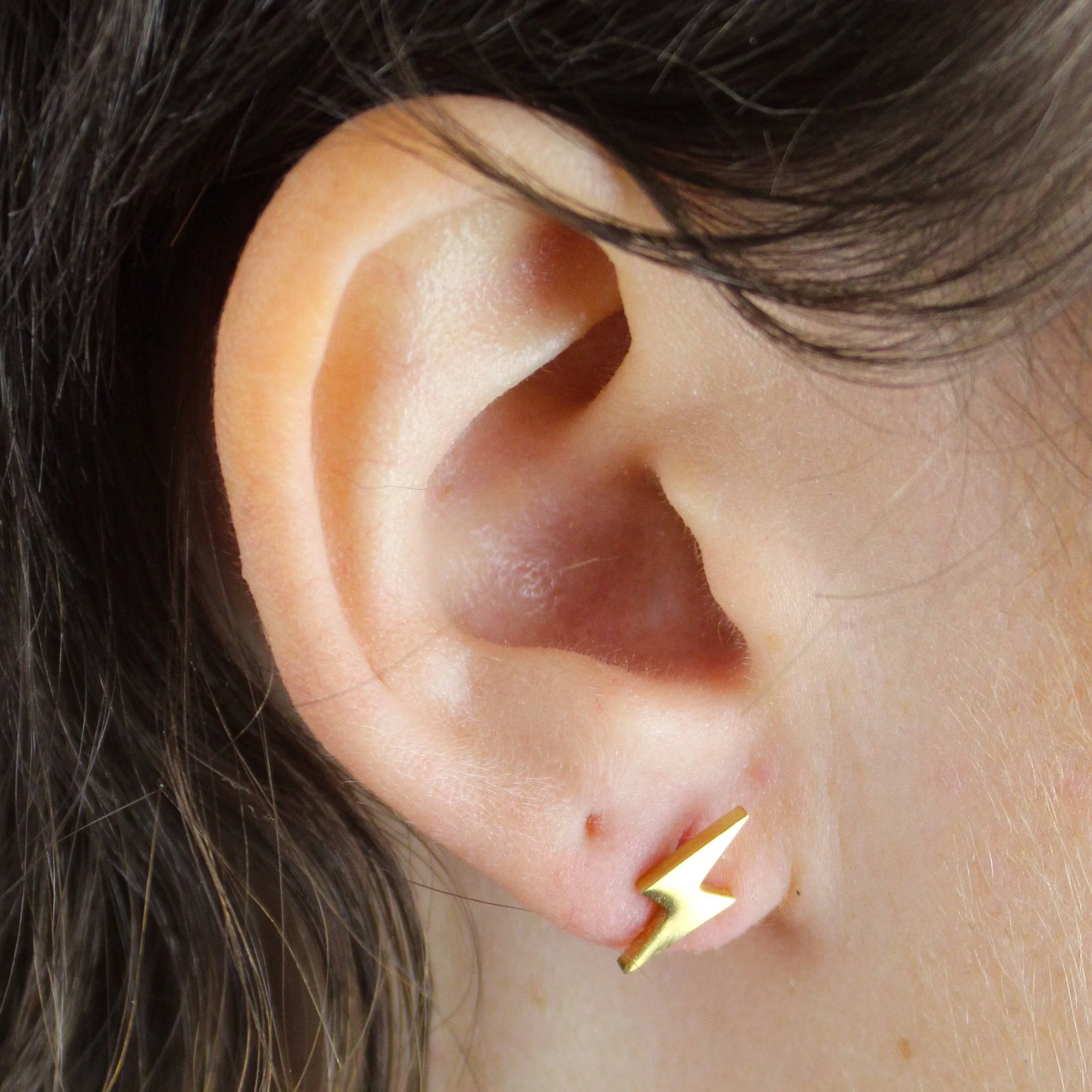 Lightning Stud Earrings (Gold Plated) - Image 3