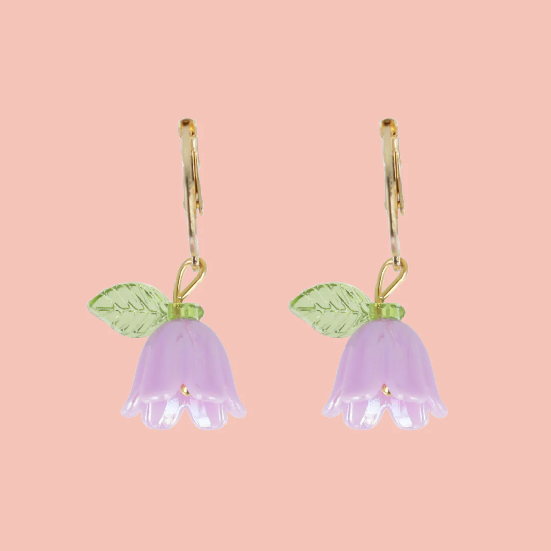 Lilac Bell Orchid Huggie Hoop Earrings