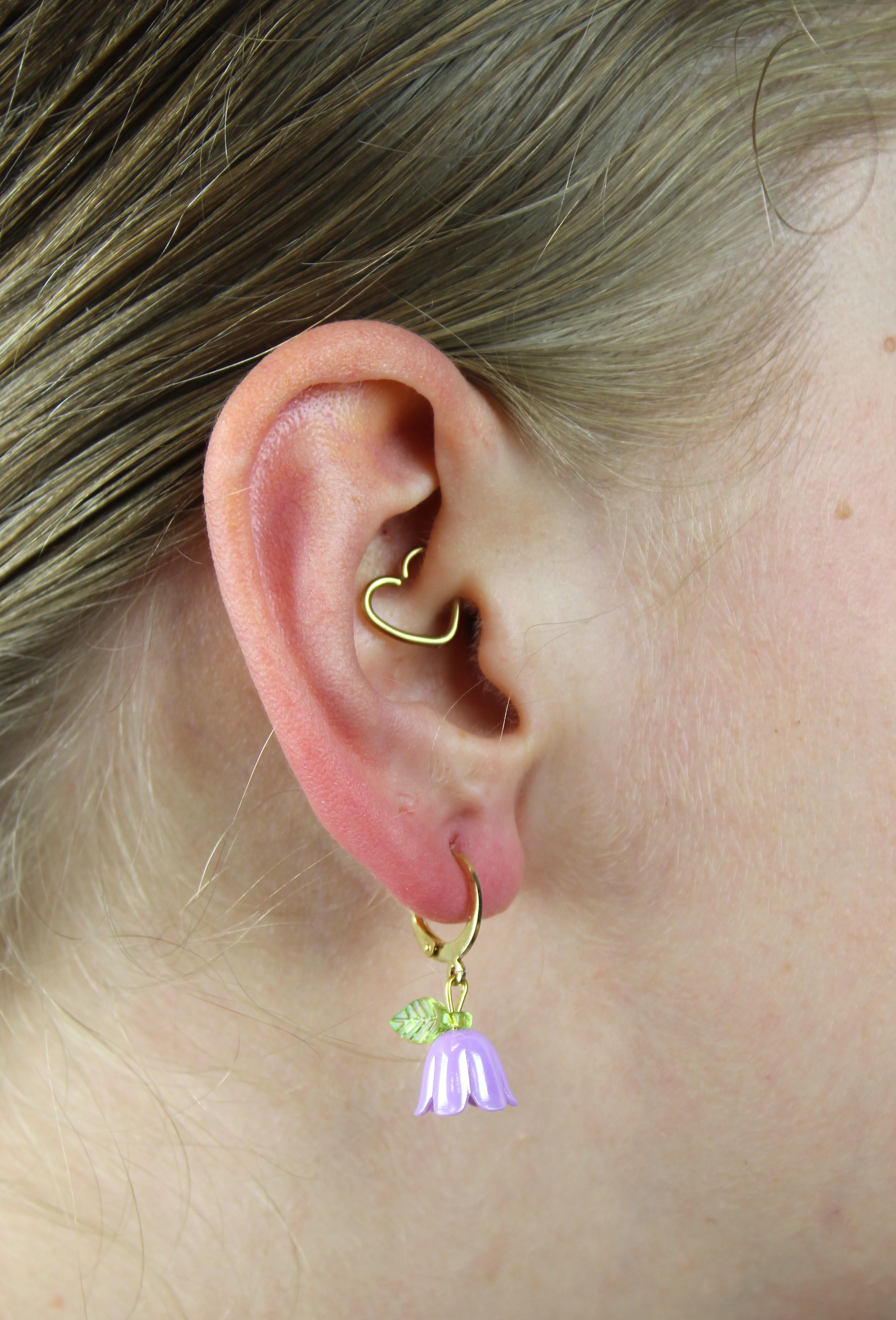 Lilac Bell Orchid Huggie Hoop Earrings - Image 2