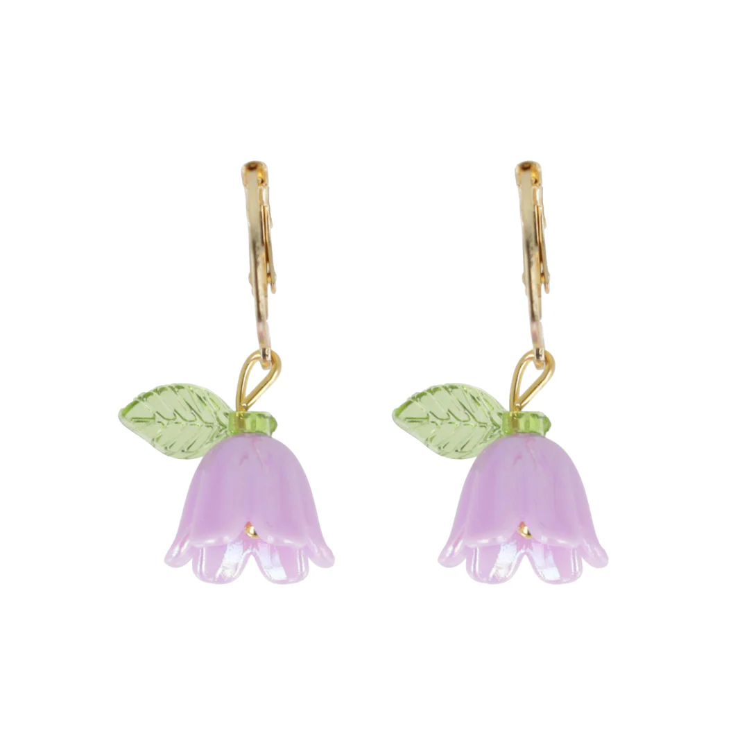 Lilac Bell Orchid Huggie Hoop Earrings - Image 4