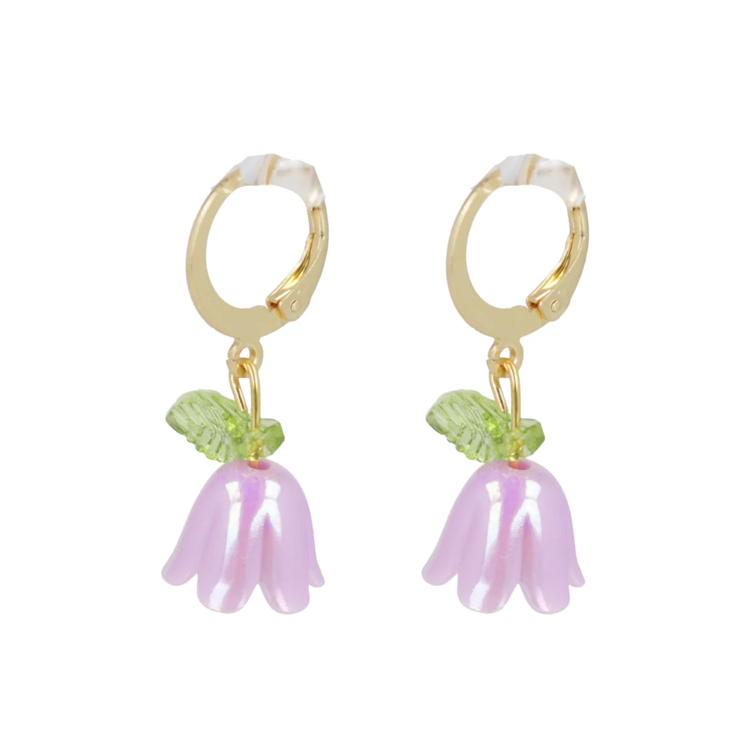 Lilac Bell Orchid Huggie Hoop Earrings - Image 5