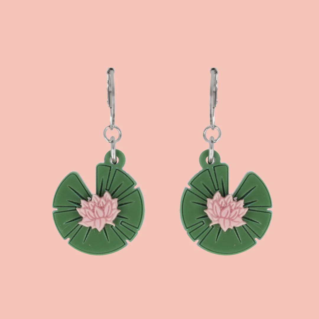 Lily Pad Huggie Hoop Earrings - Image 2