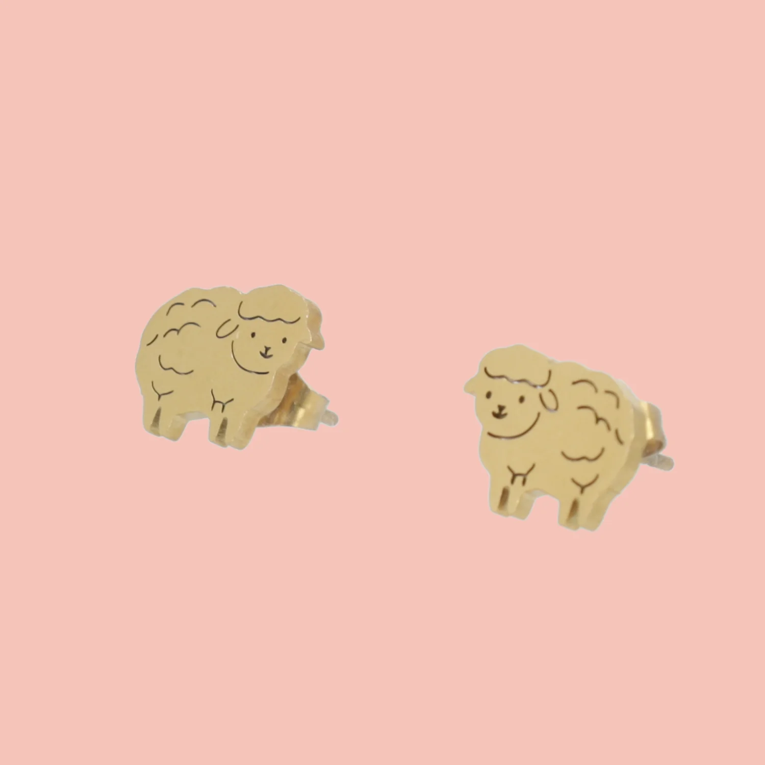 Little Lamb Stud Earrings - Gold Plated - Image 2