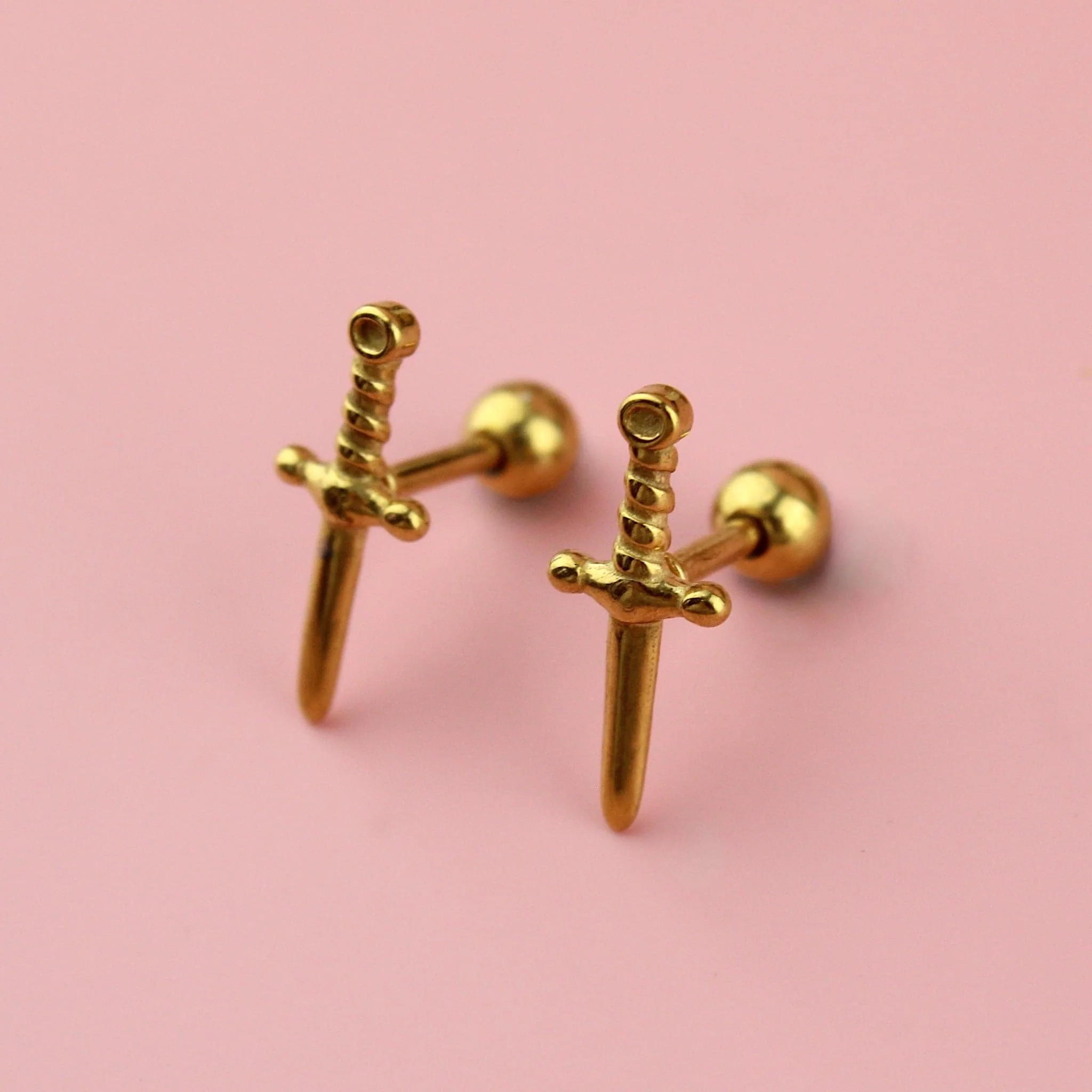 Looking Sharp Dagger Stud Earrings (Gold Plated) - Image 2