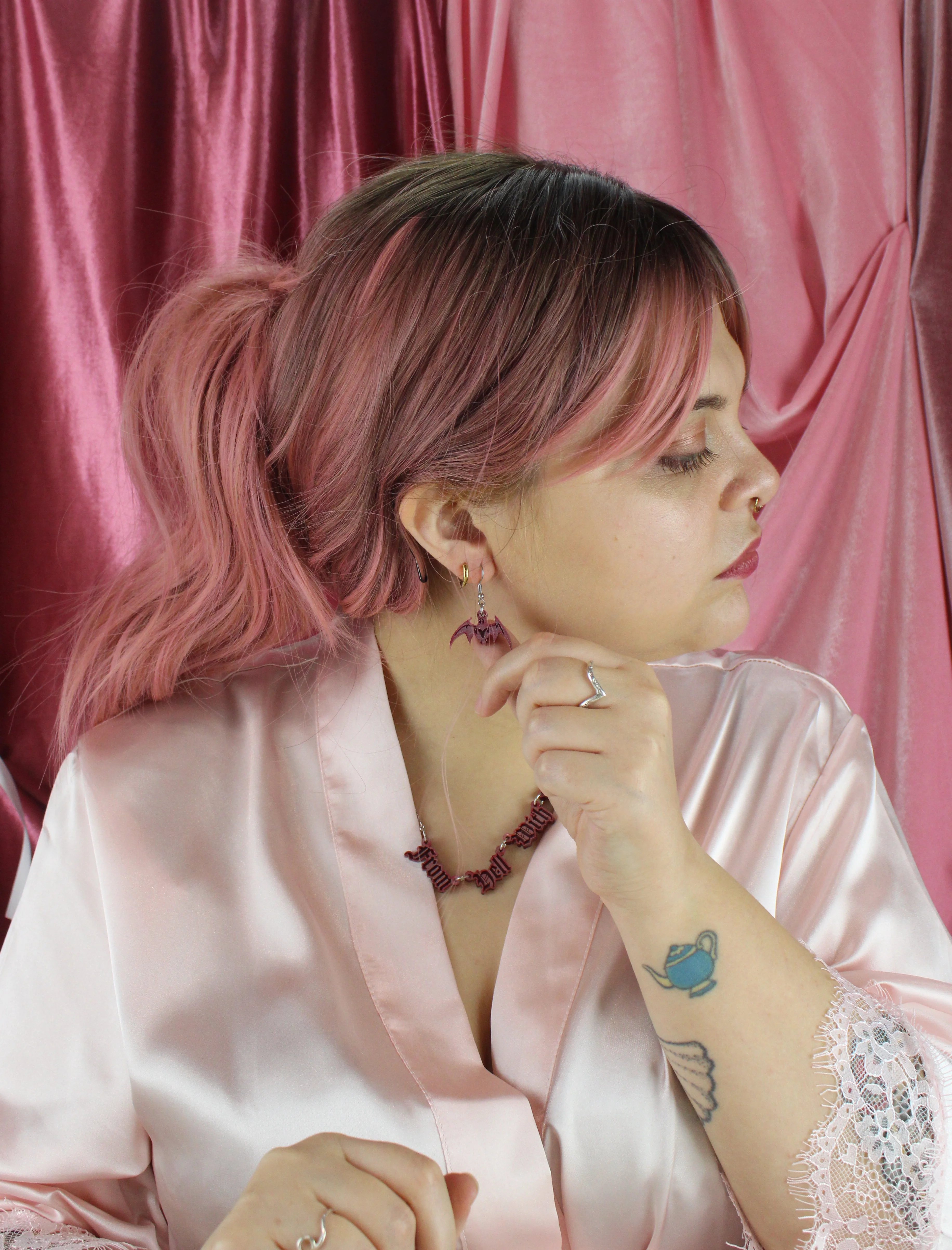 Love Bites! Bat Earrings - Pink - Image 4